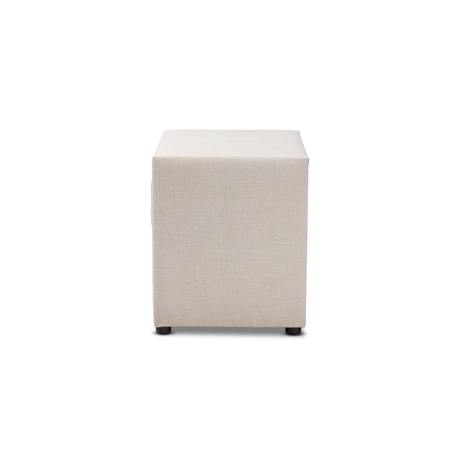 Baxton Studio Lepine 2-Drawer Tufted Fabric and Wood Nightstand in Light Beige
