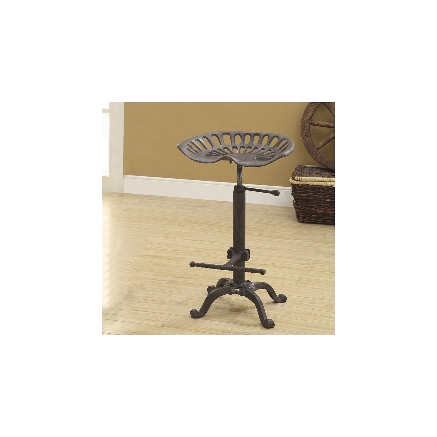 Bowery Hill 22.5" Traditional Metal Stool in Industrial Brown