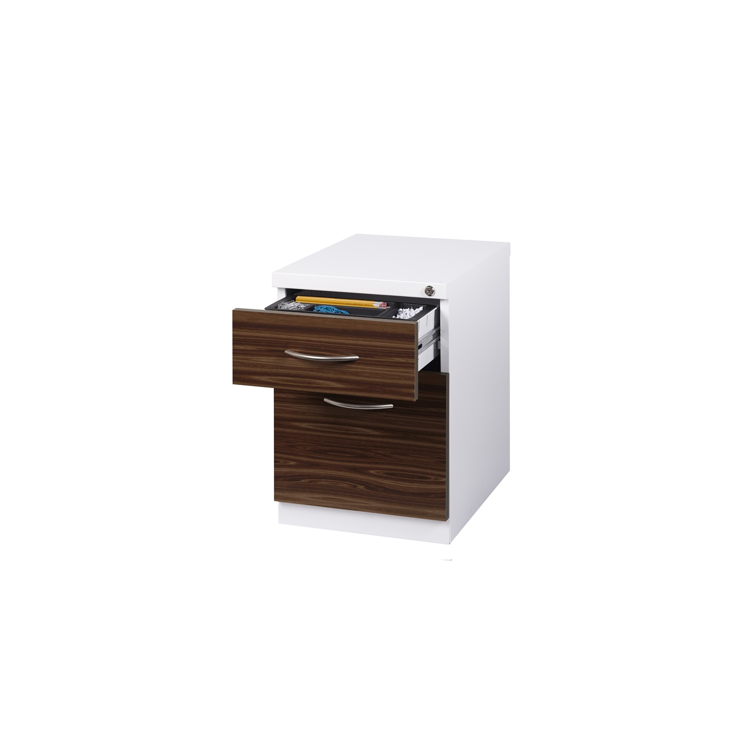 Hirsh 20-in Deep Mobile Pedestal 2-Drawer Metal Box/File. Laminate Drawer White
