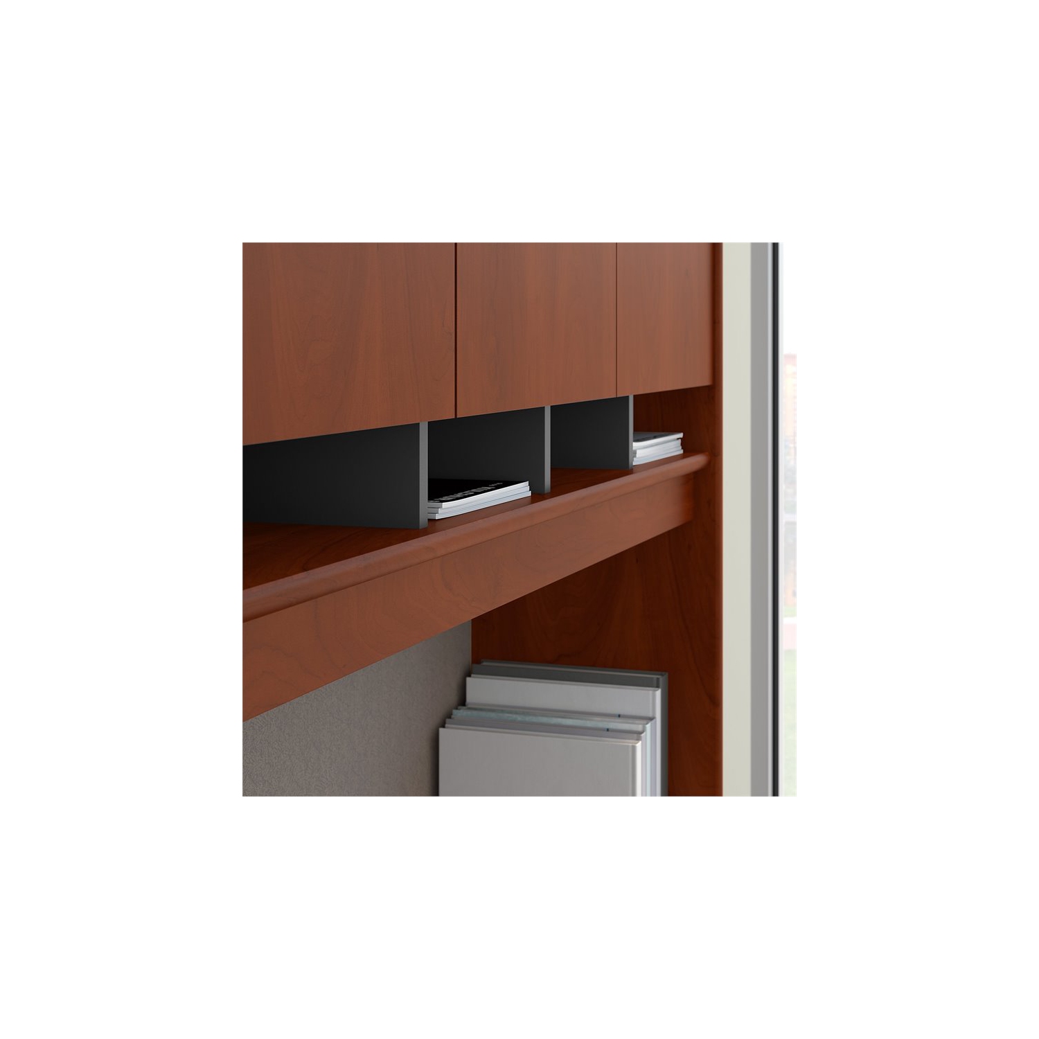 Series C 72"W U-Shaped Desk with Hutch and Storage in Hansen Cherry