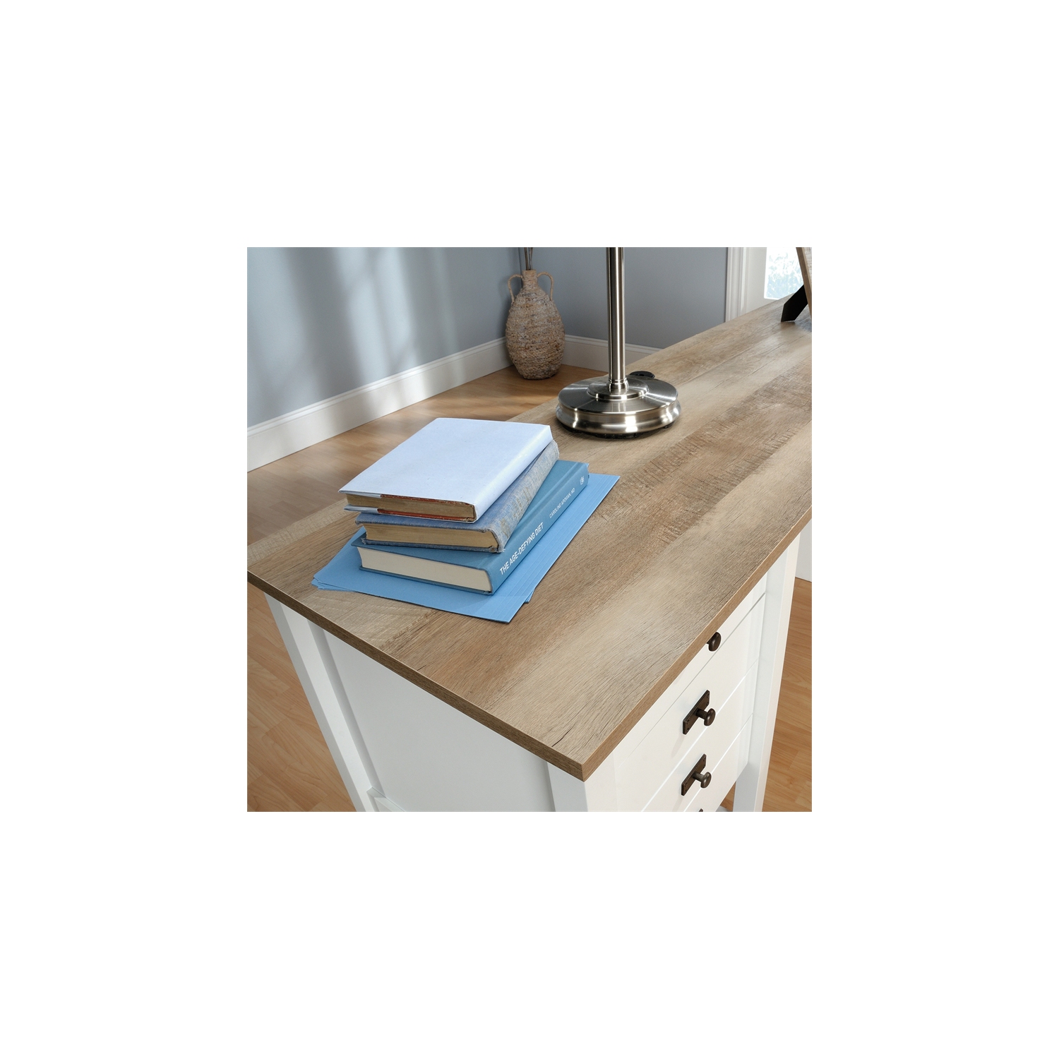 Sauder – Bureau à domicile en L en bois d’ingénierie Cottage Road, blanc doux