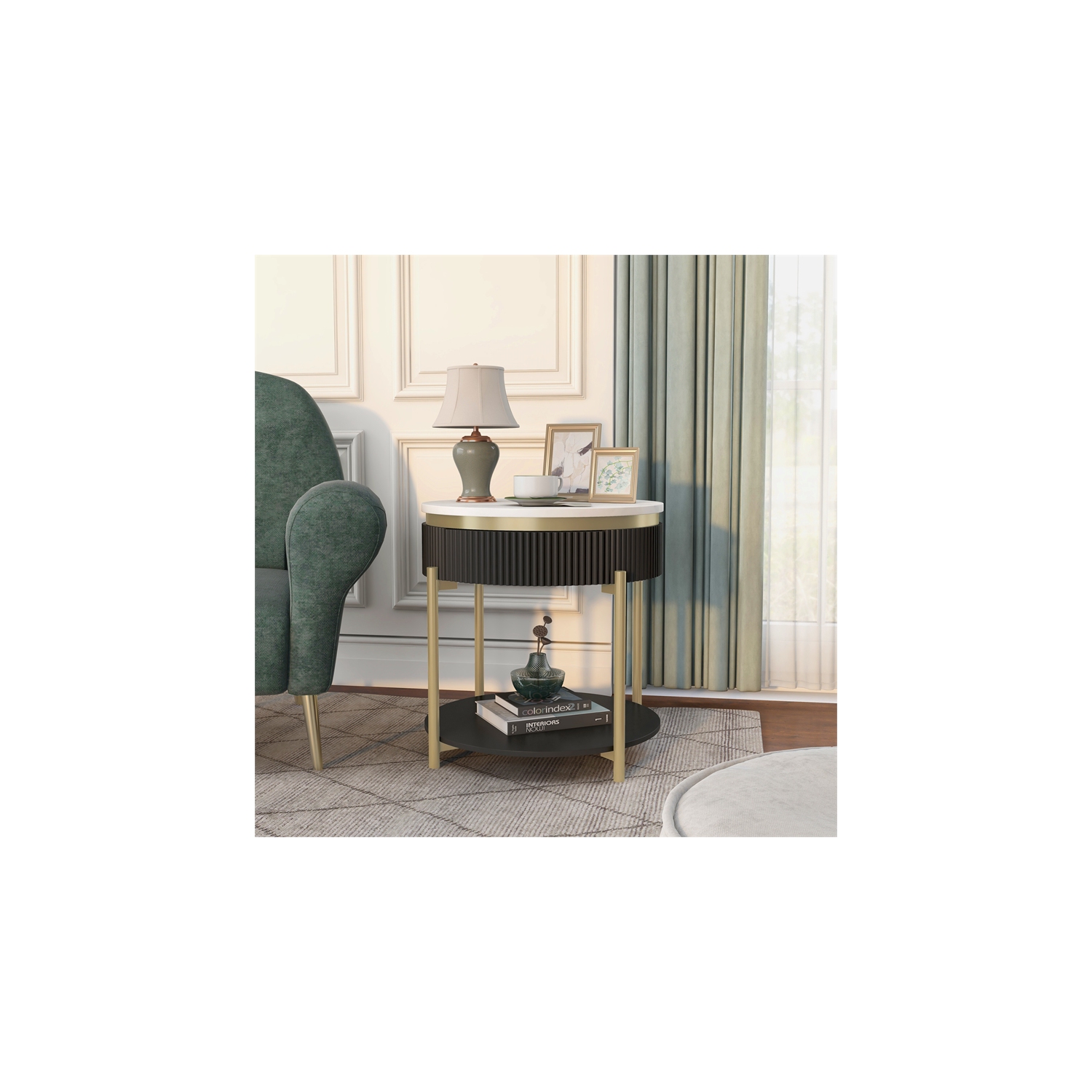 Furniture of America Timi Contemporary Wood 1-Drawer End Table in Dark Walnut