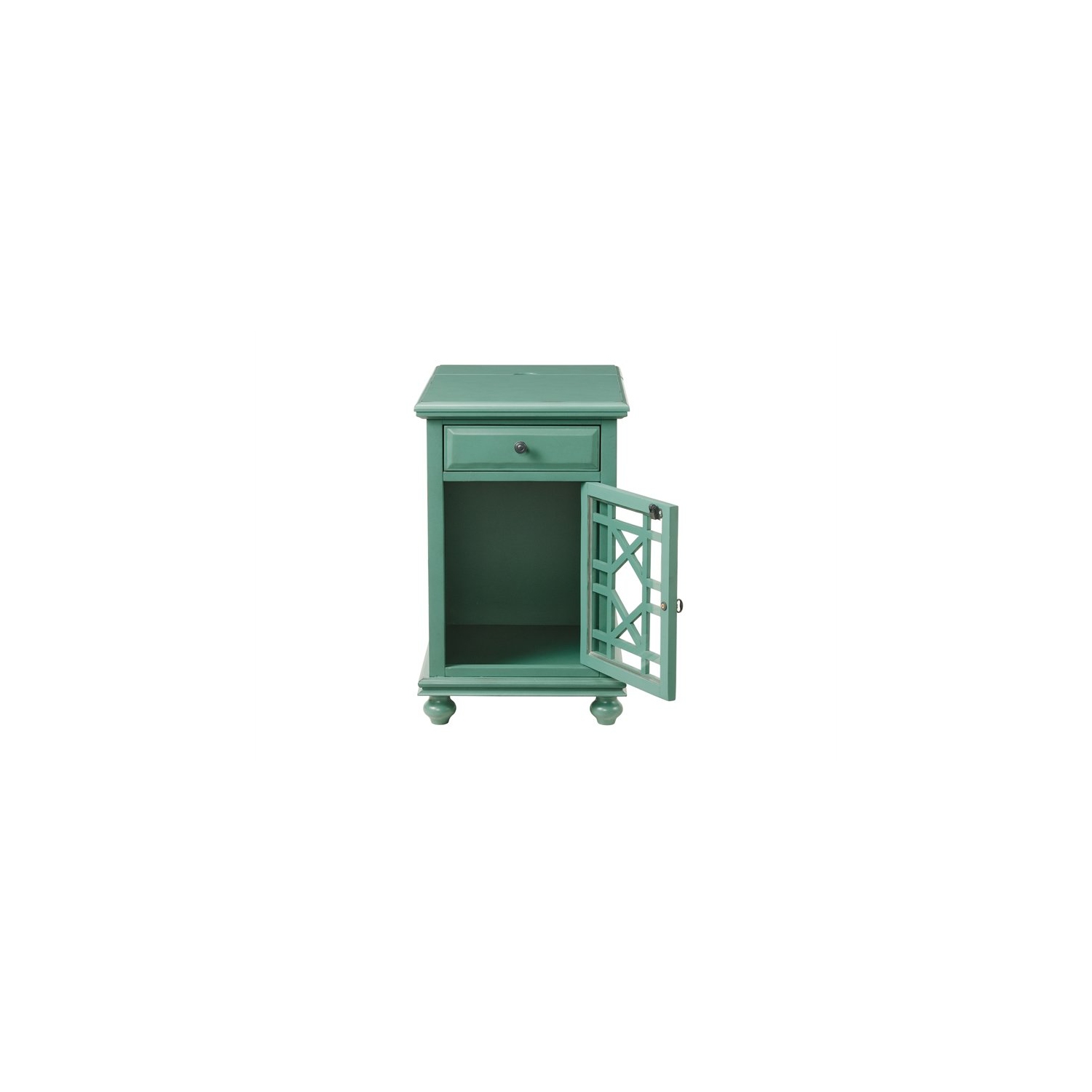 Martin Svensson Home Elegant Chairside Table with Power Antique Teal Green