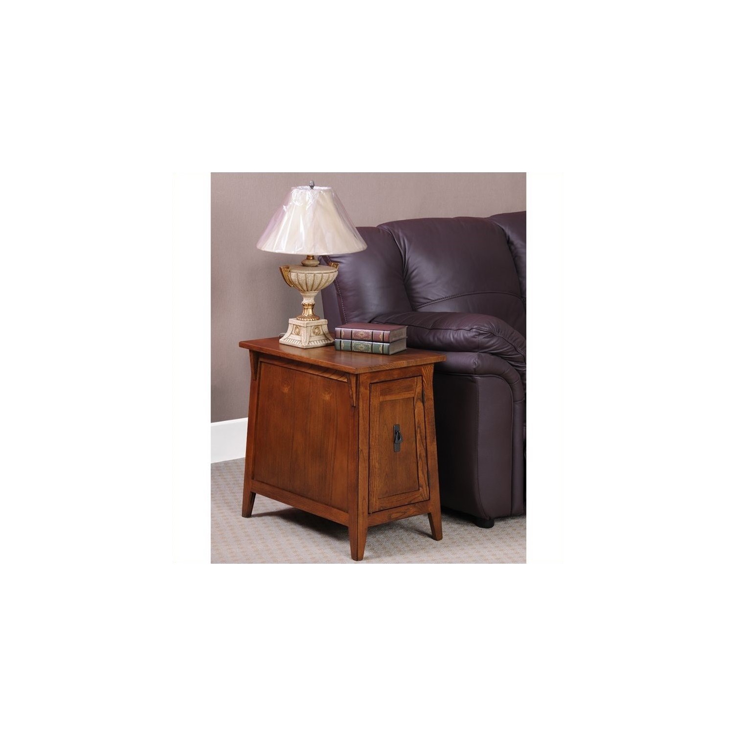 Bowery Hill Mission Wood Cabinet End Table in Russet Brown