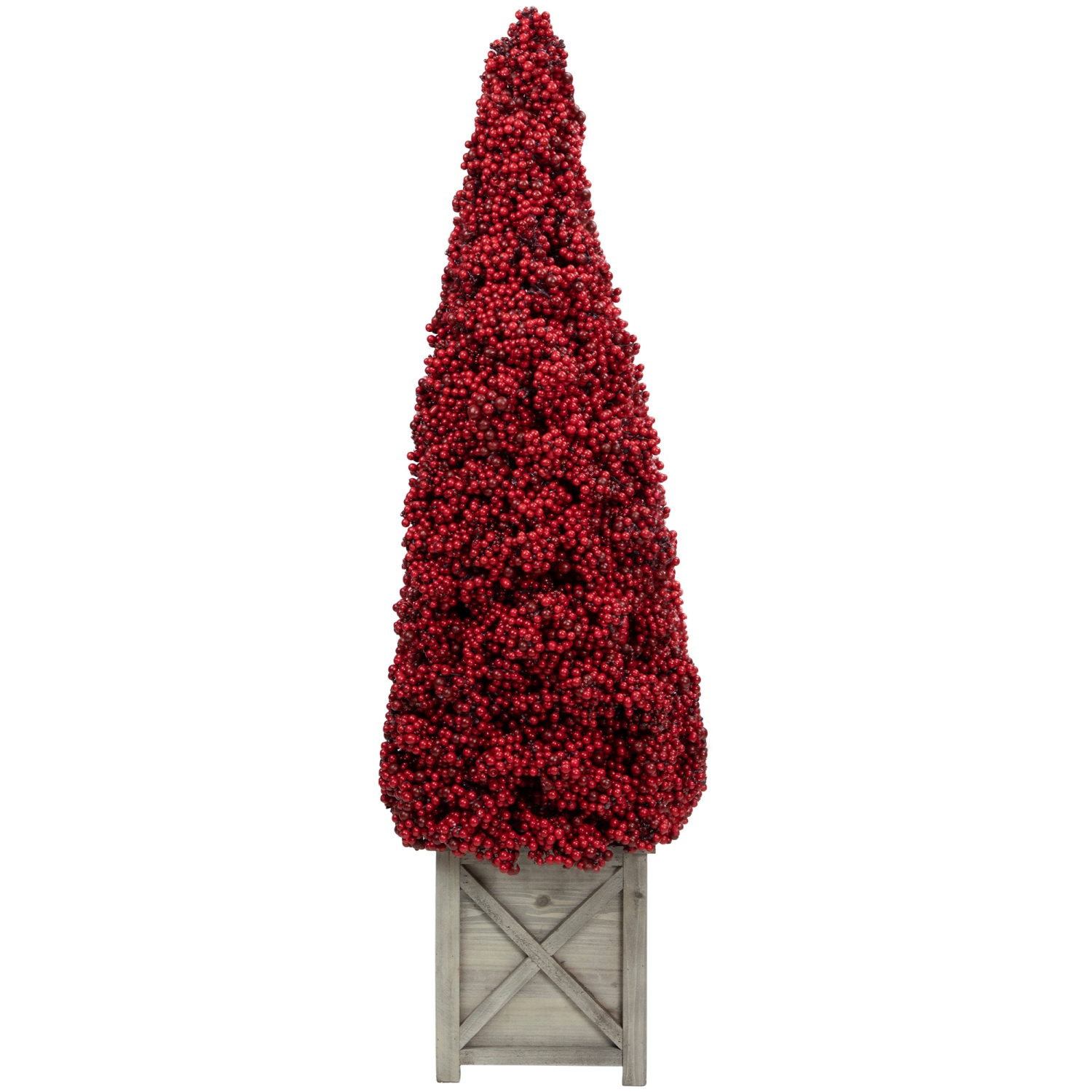 Artificial Berry Cone Potted Christmas Topiary - 40" - Red
