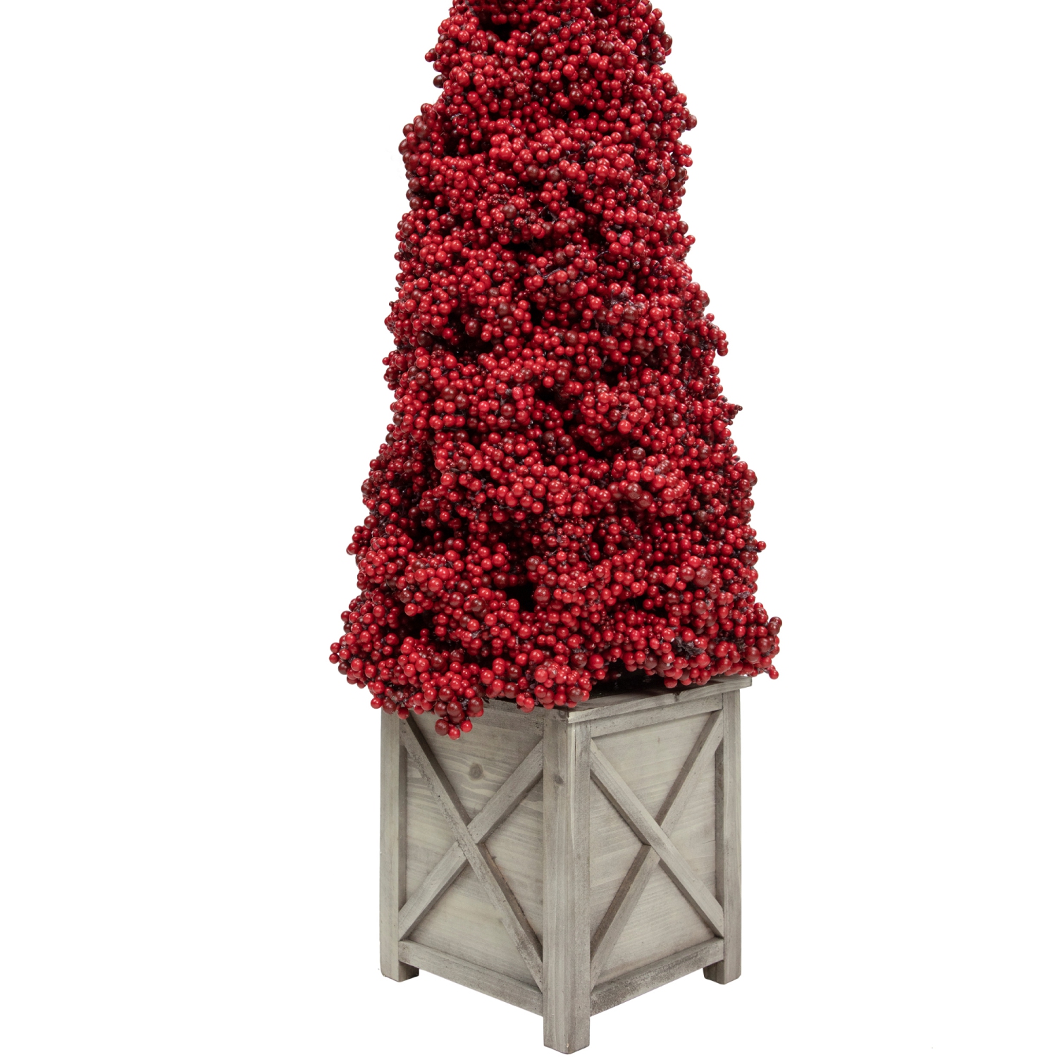 Artificial Berry Cone Potted Christmas Topiary - 40" - Red
