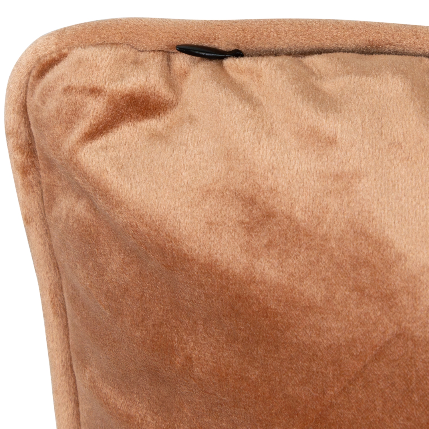 Coussin décoratif carré en velours pêche de 17 po avec bordure à passepoil