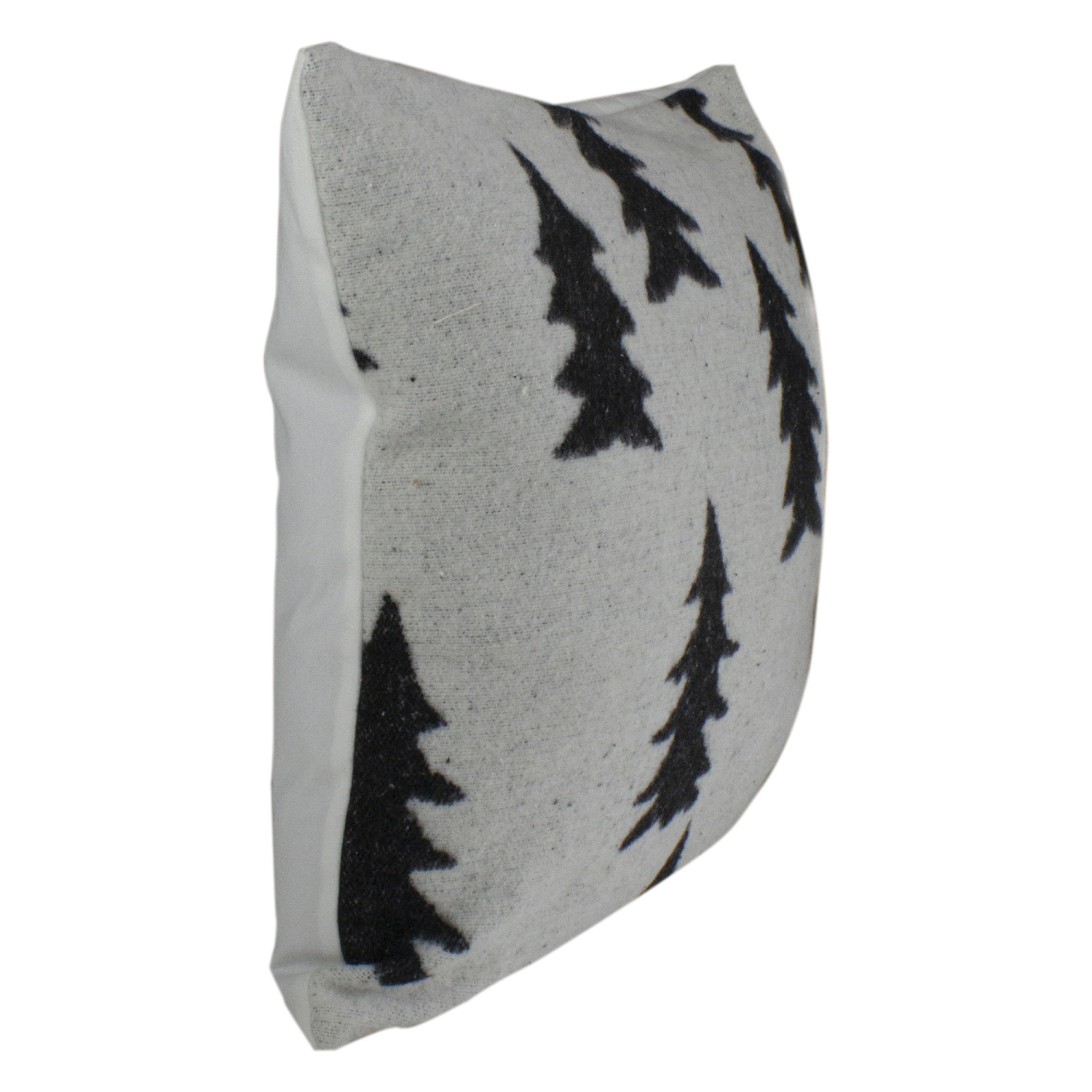 Coussin décoratif en tricot avec arbres de Noël, blanc et noir, 18 po