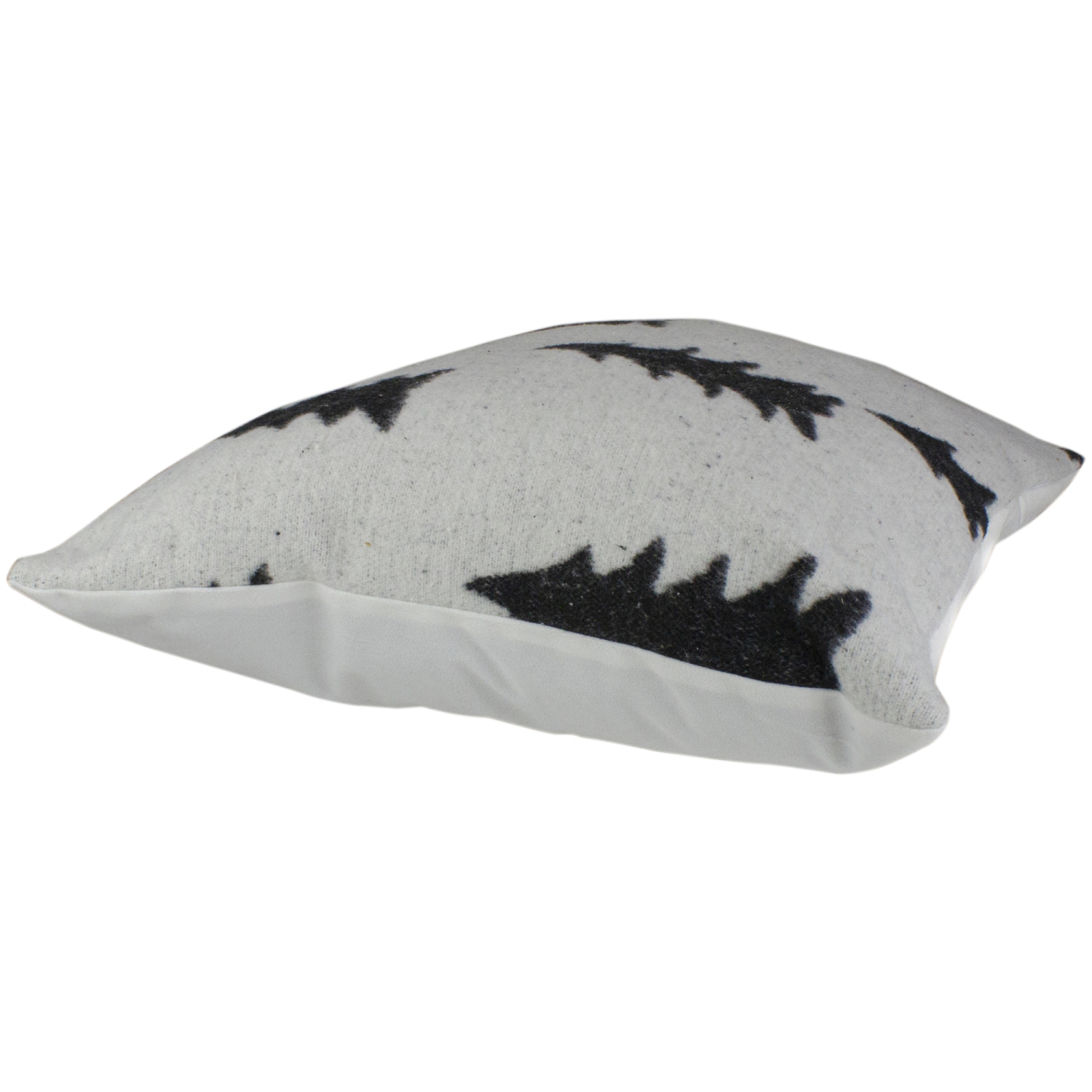 Coussin décoratif en tricot avec arbres de Noël, blanc et noir, 18 po