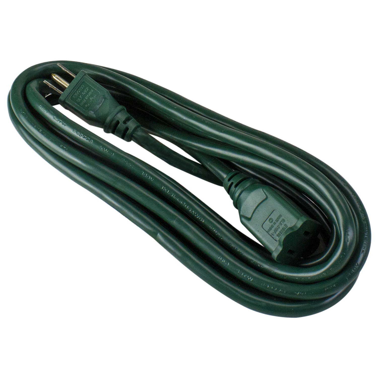 12ft Green 3-Prong Outdoor Commercial Extension Power Cord with Outlet Block