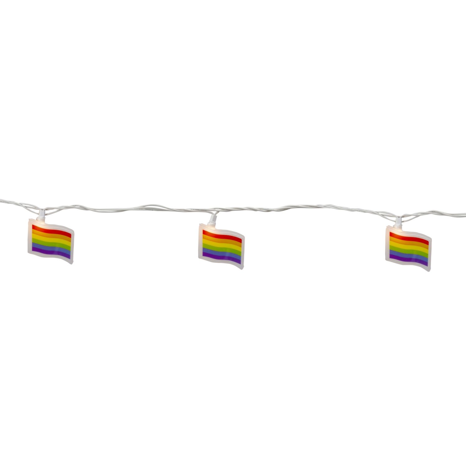 10-Count Clear Pride Flag Novelty String Light Set, 7.5ft White Wire