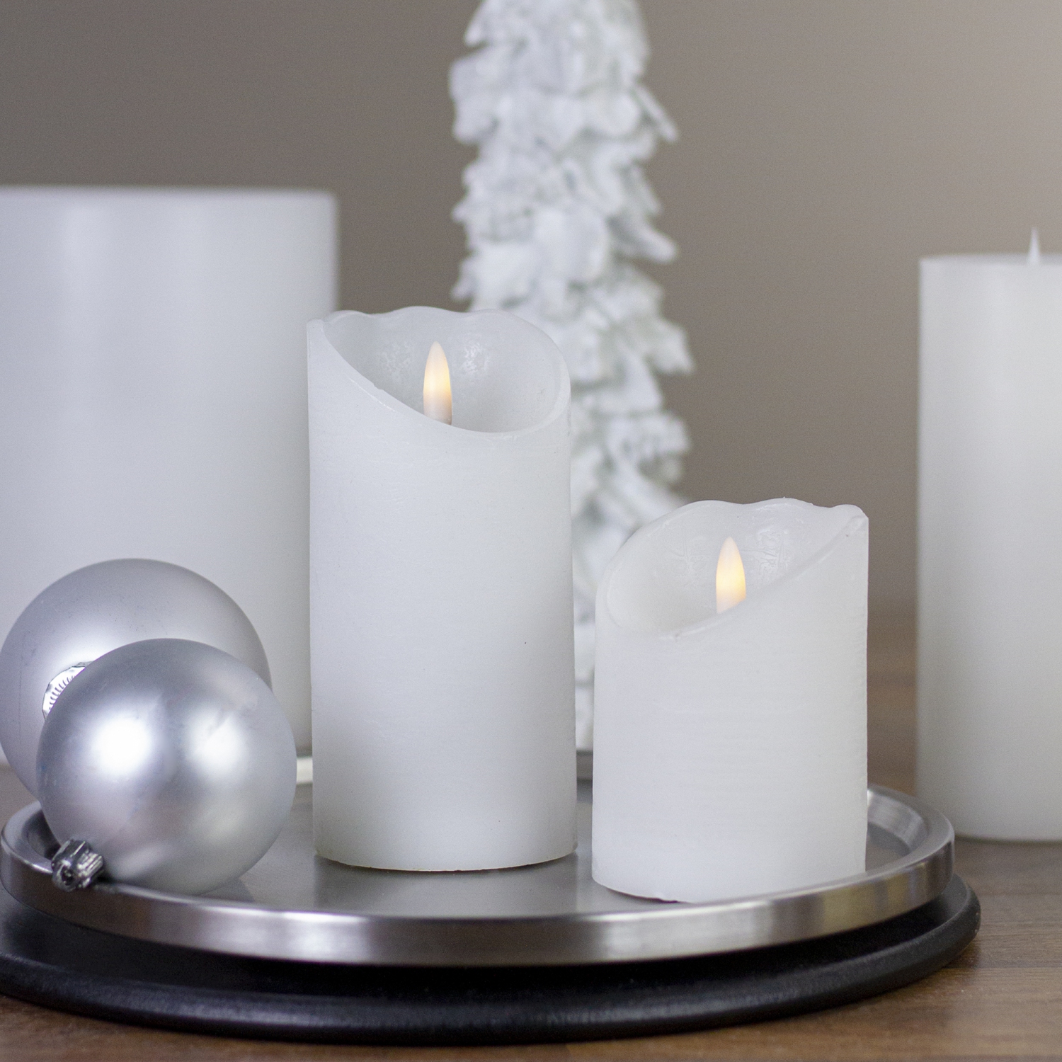 4" LED White Flameless Battery Operated Wax Candle