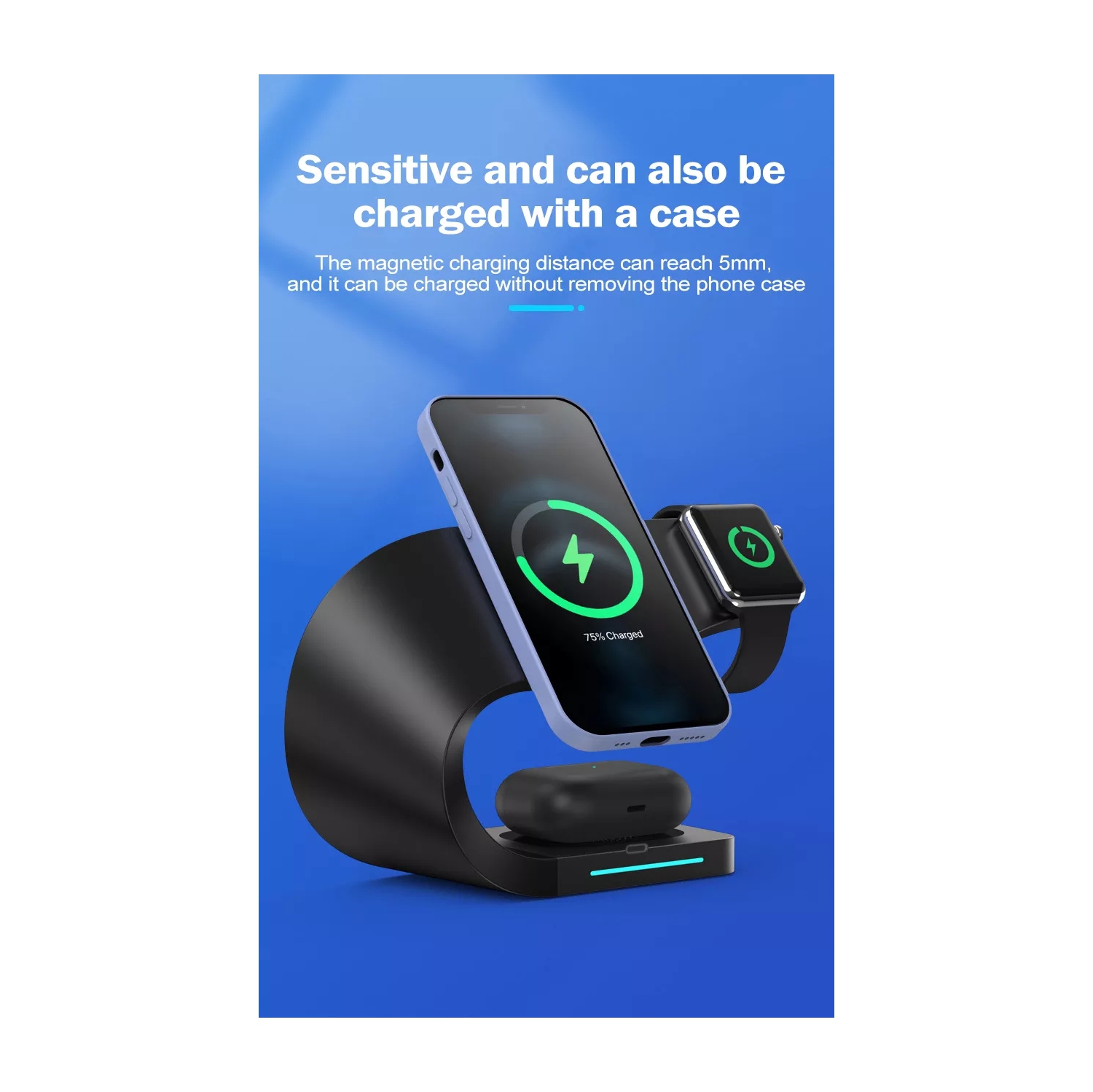 Navor 4-in-1 15W Fast Charging Dock Station | Magnetic Wireless Charger for iPhone 17/16/15/14/13/12/11/X/8, Apple Watch SE/1-11, AirPods 1/2/3/Pro &