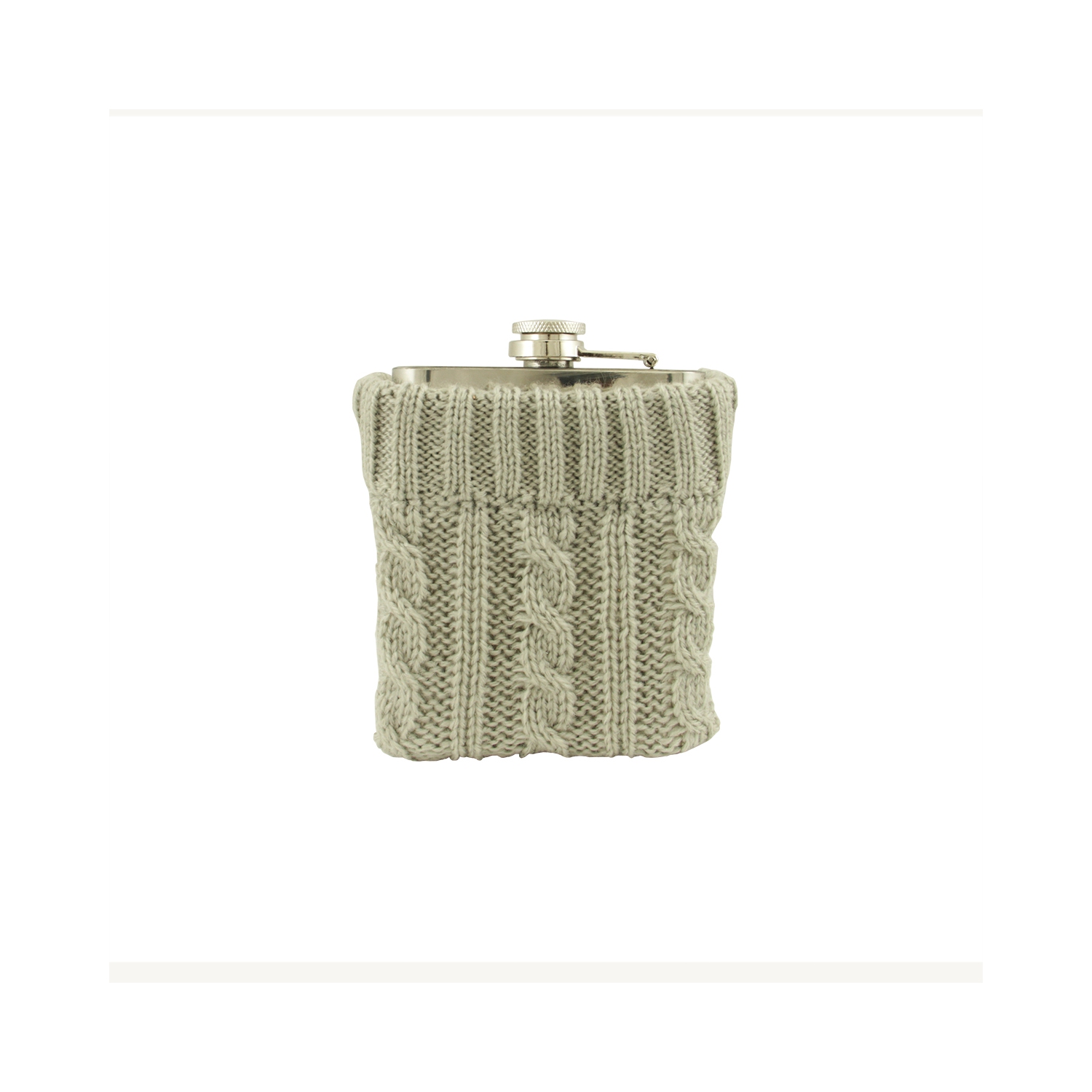 Gobelet en acier inoxydable avec chandail en tricot gris douillet et boutons bruns - 7 oz