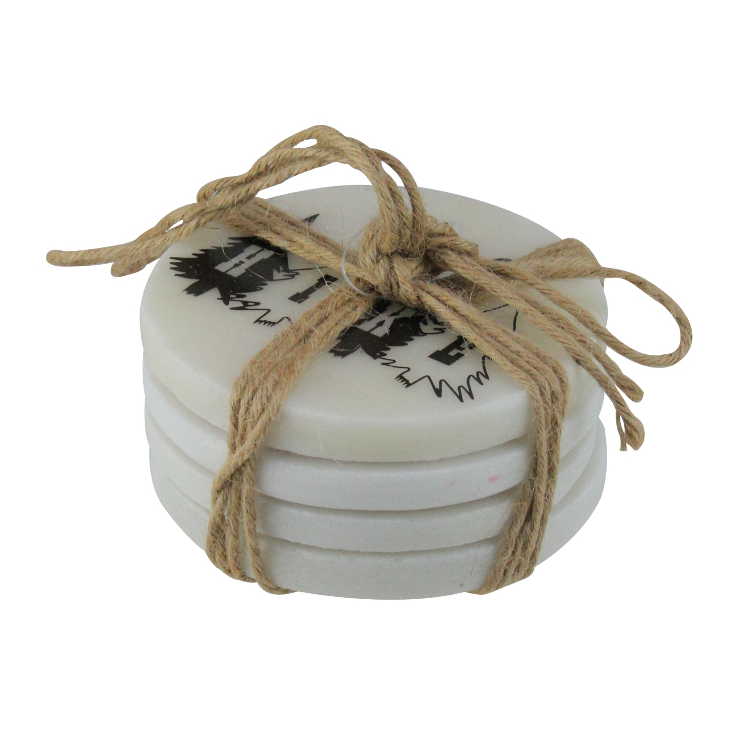 Set of 4 Black and White Wilderness Rustic Coasters with Cork Backing 4"