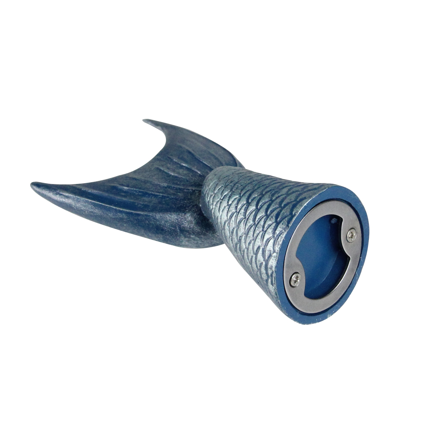 4.5" Blue Mermaid Tail Nautical Style Resin and Metal Bottle Opener
