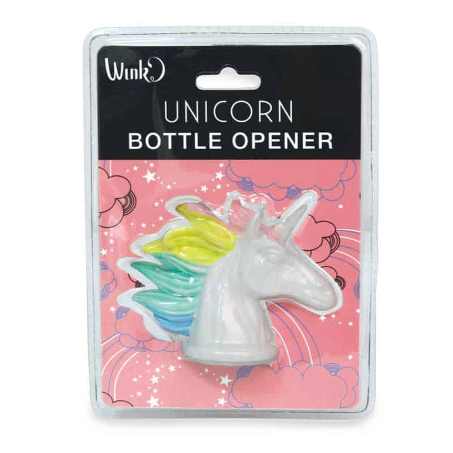 3.5" White and Multi Rainbow Unicorn Resin and Metal Bottle Opener