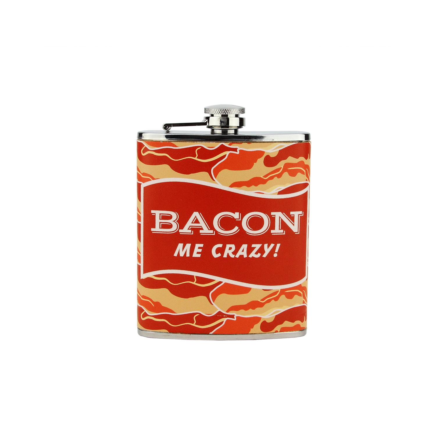 Bacon Me Crazy! Flacon de poche de fantaisie en acier inoxydable - 7 oz