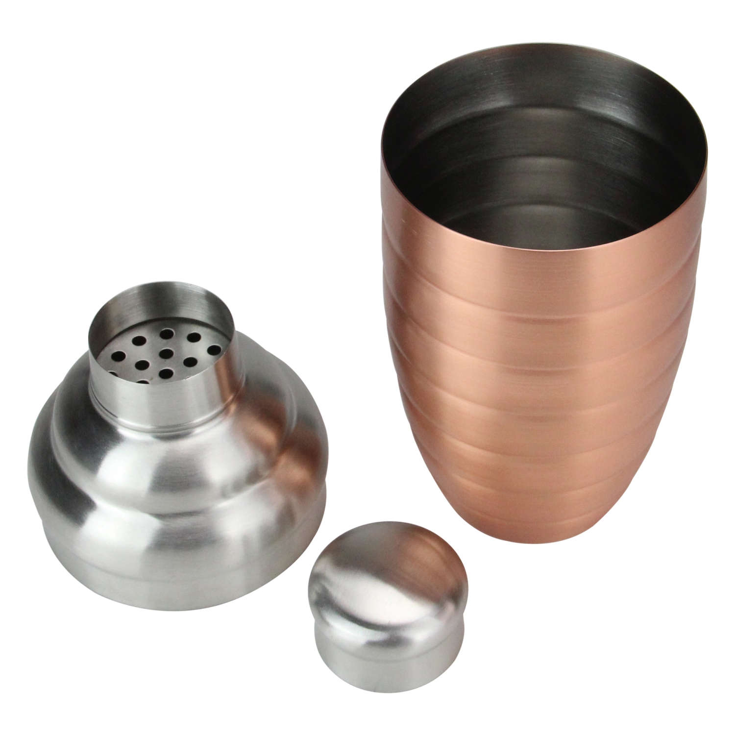 Copper Finished Ribbed Stainless Steel Martini Cocktail Shaker 17oz
