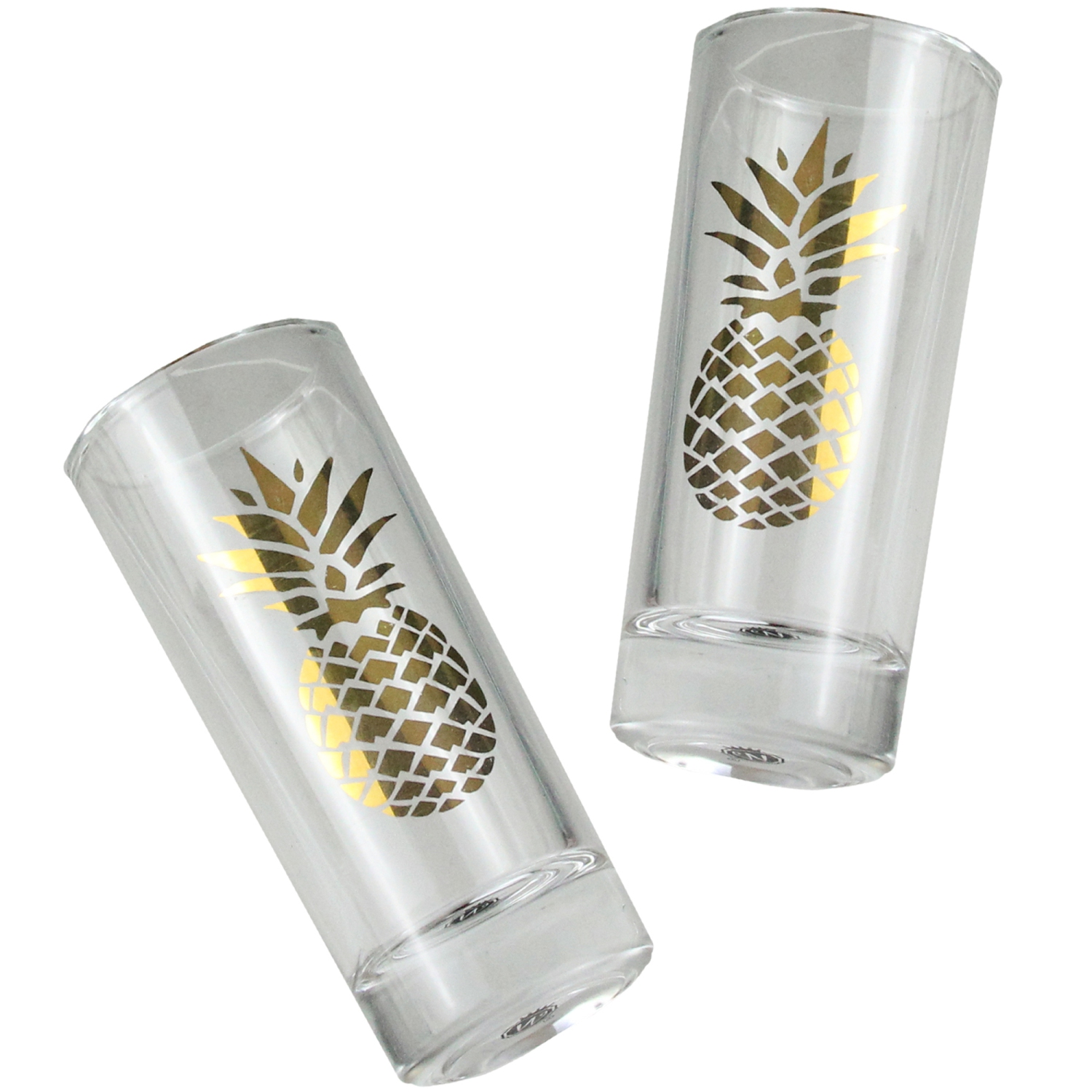 3-Piece Black and Metallic Gold Tropical Pineapple Flask and Shot Glass Set