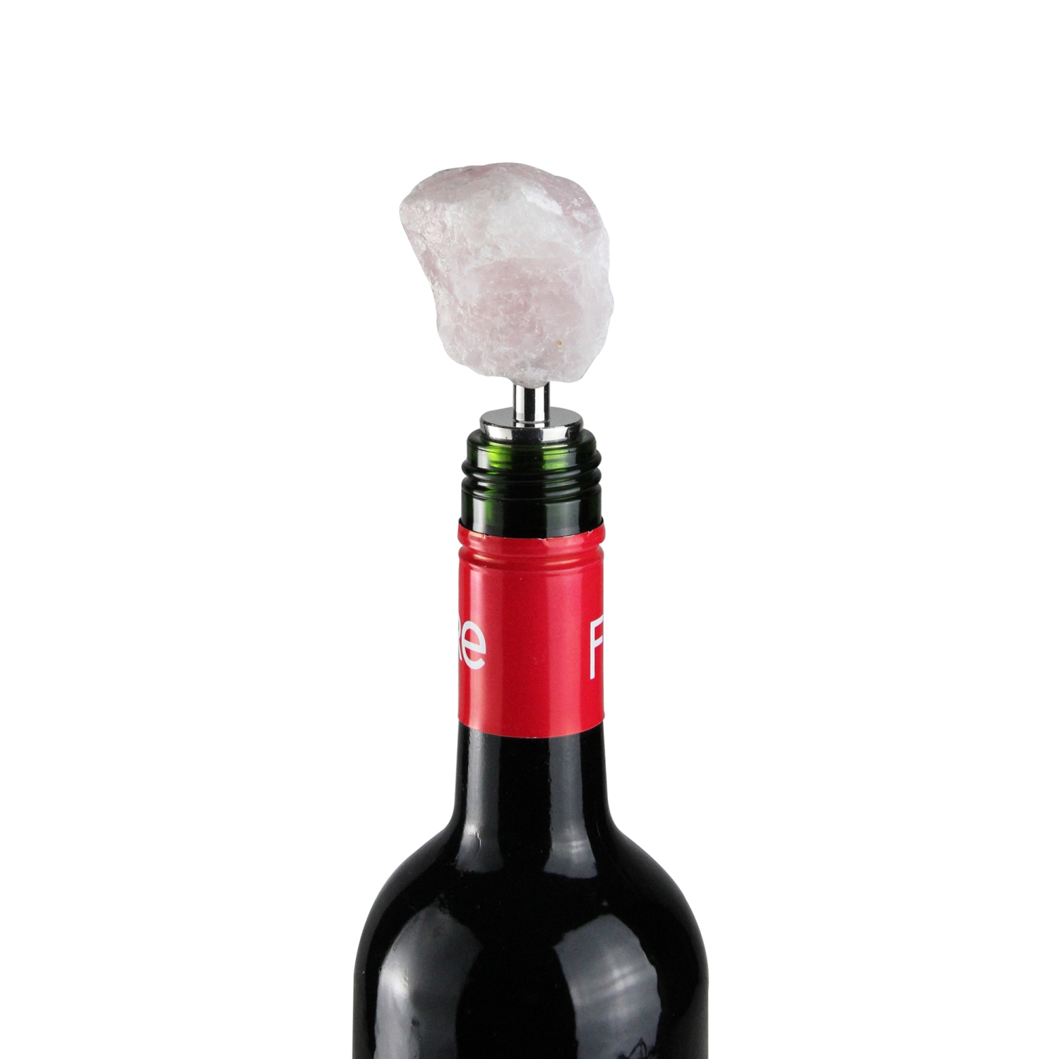 4.5" Soft Pink Natural Rose Quartz Gem Zinc Alloy Wine Bottle Stopper