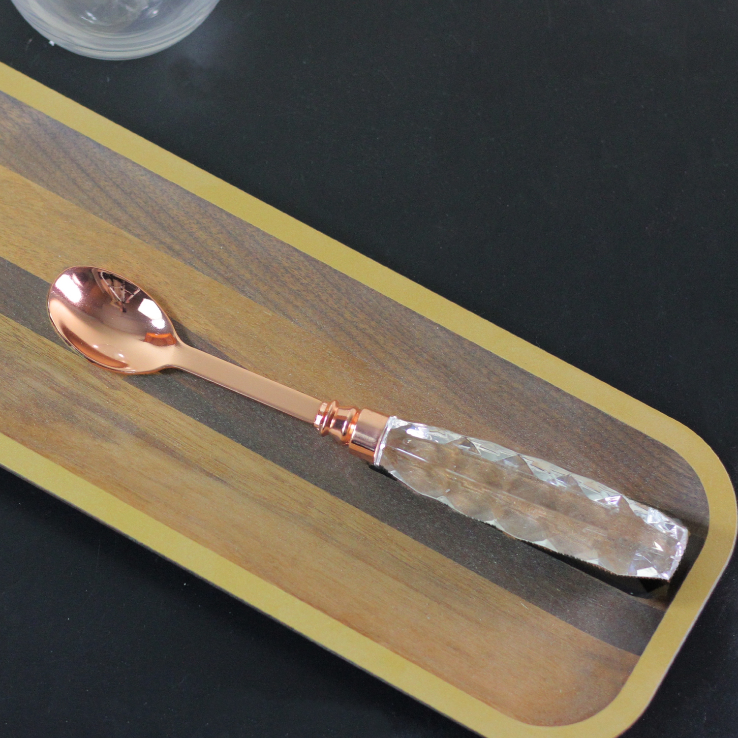 9.5" Clear and Rose Gold Stainless Steel Mixing Cocktail Bar Spoon