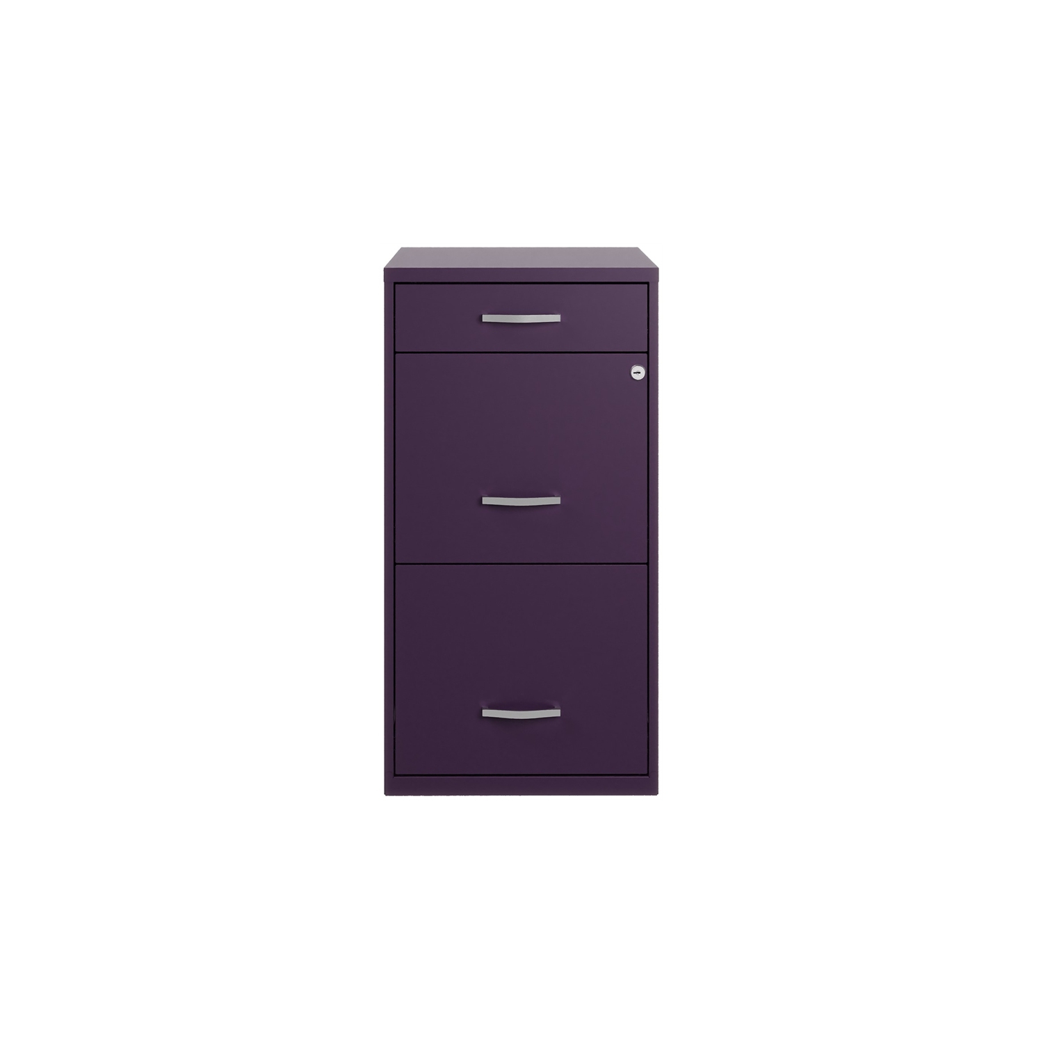 Space Solutions 18"D 3 Drawer Metal Organizer File Cabinet Midnight Purple