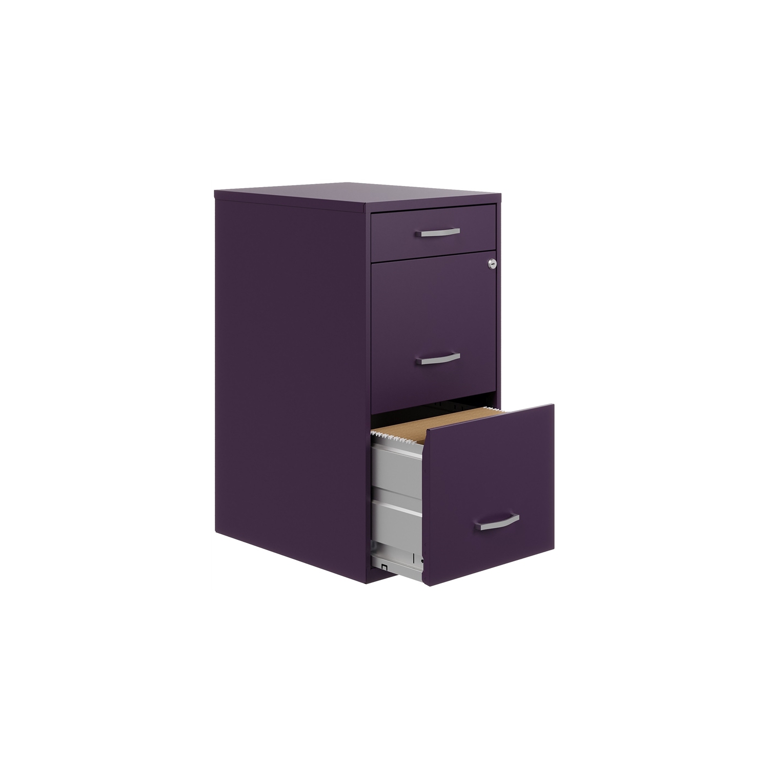 Space Solutions 18"D 3 Drawer Metal Organizer File Cabinet Midnight Purple