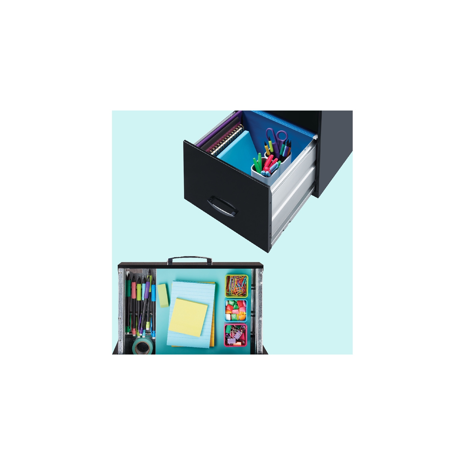 Space Solutions 18"D 3 Drawer Metal Organizer File Cabinet Midnight Purple