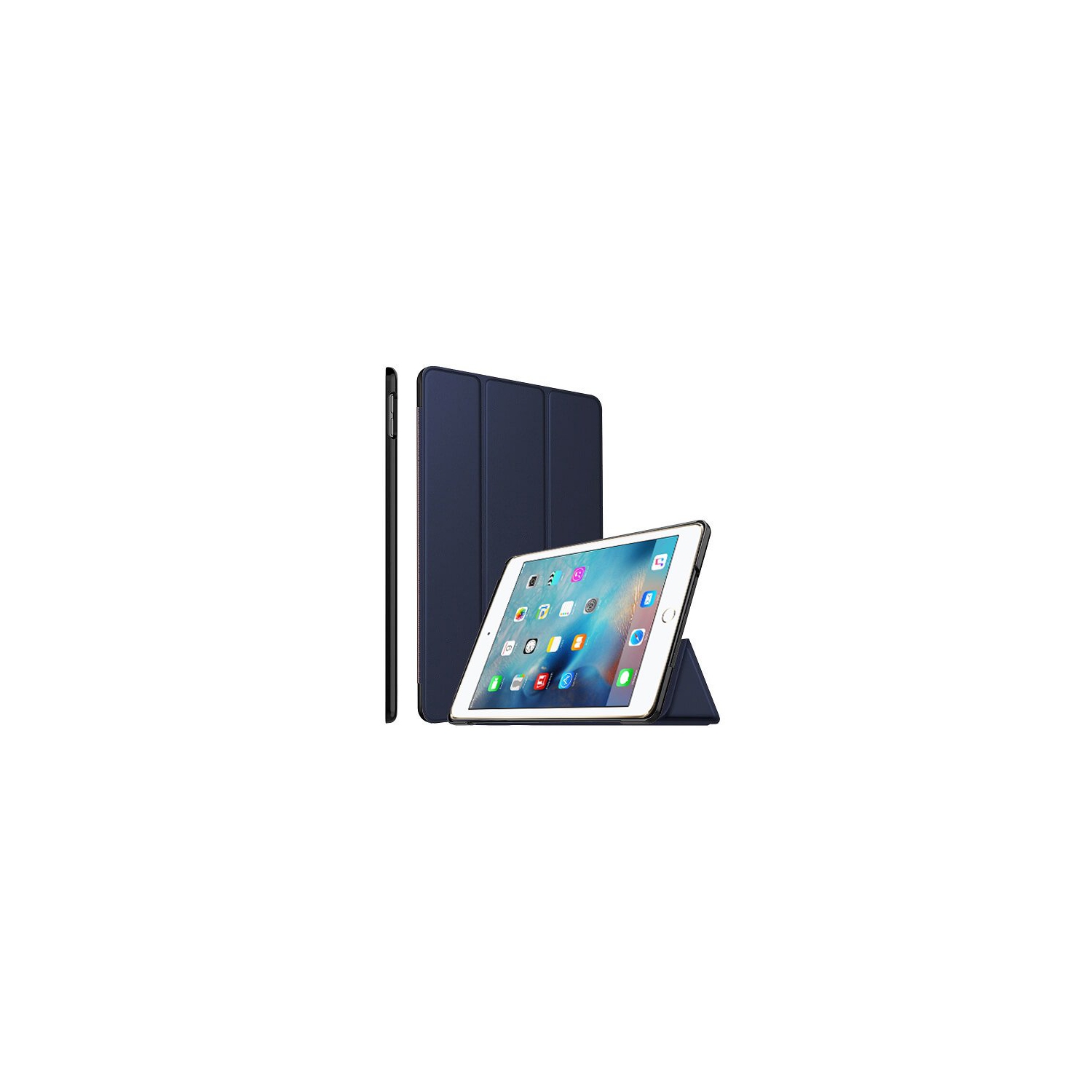 Apple iPad Air 1 Navy Blue Folio Smart Leather Magnetic Stand Case Cover