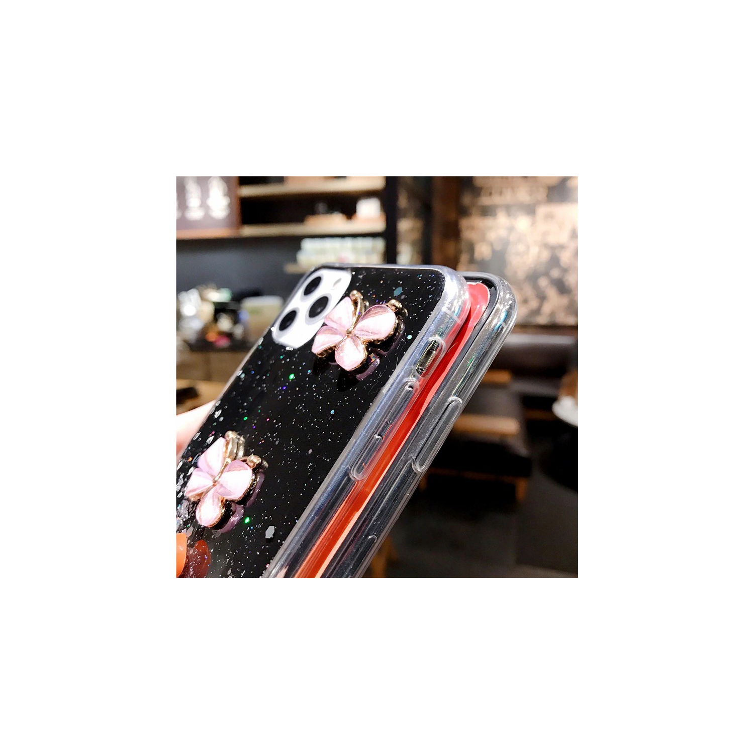 Apple iPhone 12 Pink Case Fashion Butterfly Smart Shockproof Heavy Duty Luxury Back Cover