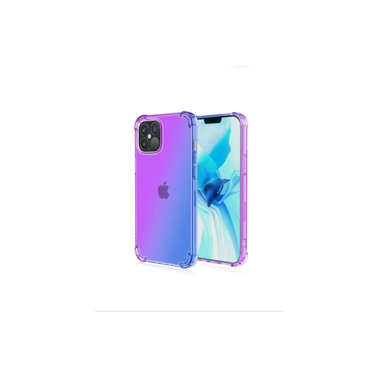 Apple iPhone 11 Pro Purple+Blue Clear Case Shockproof Tough Transparent Anti knock Heavy Duty Cover