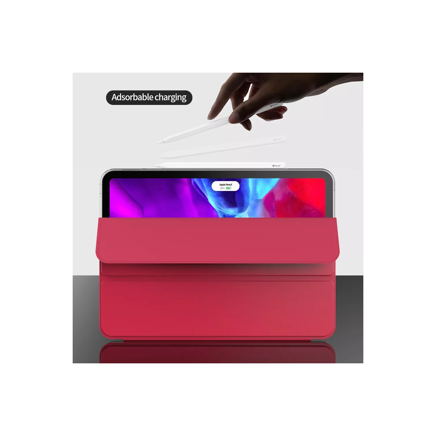 Apple iPad 12.9 4th 5th 6th Generation Case Red Folio Smart Leather Magnetic Stand Case Cover