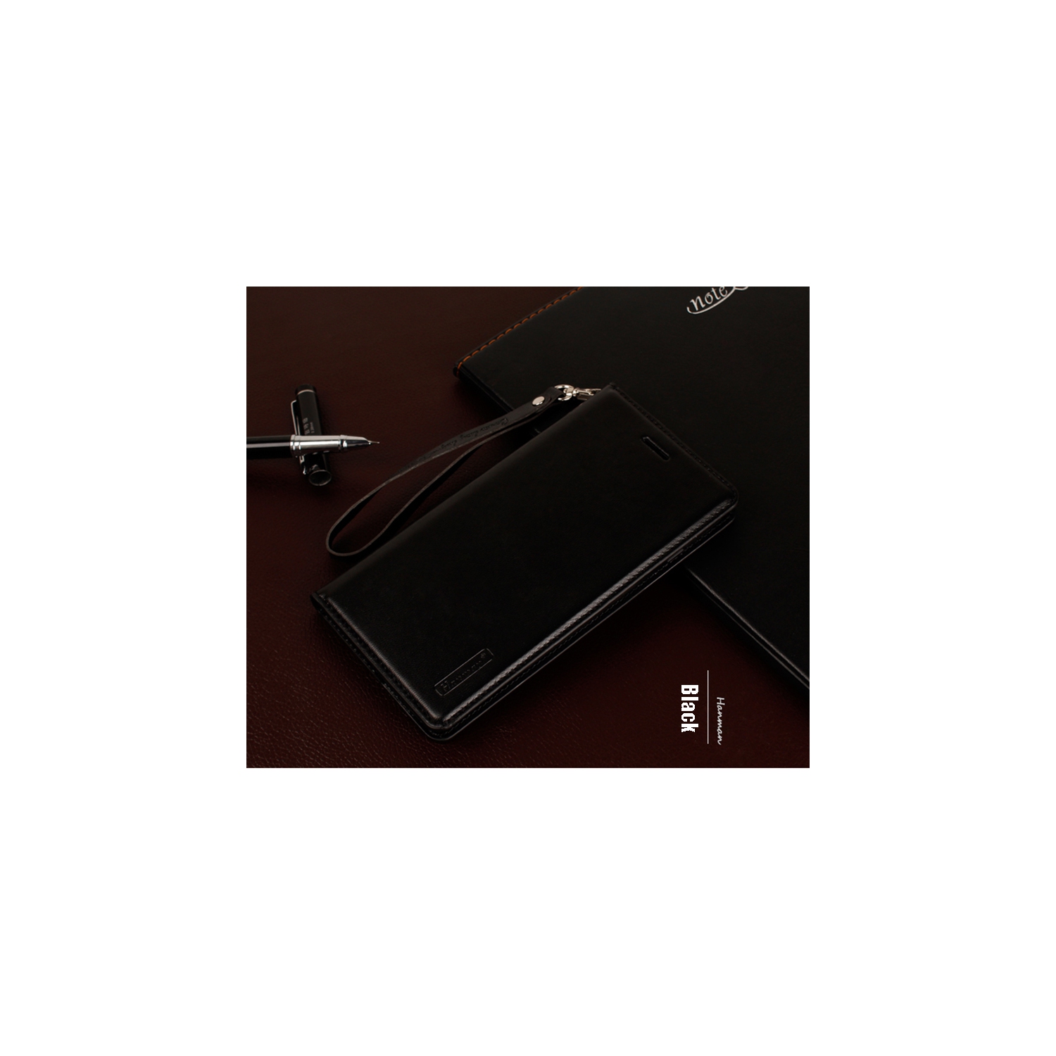 Pour étui portefeuille en cuir de luxe antichoc Hanman P20 Pro de Huawei, noir