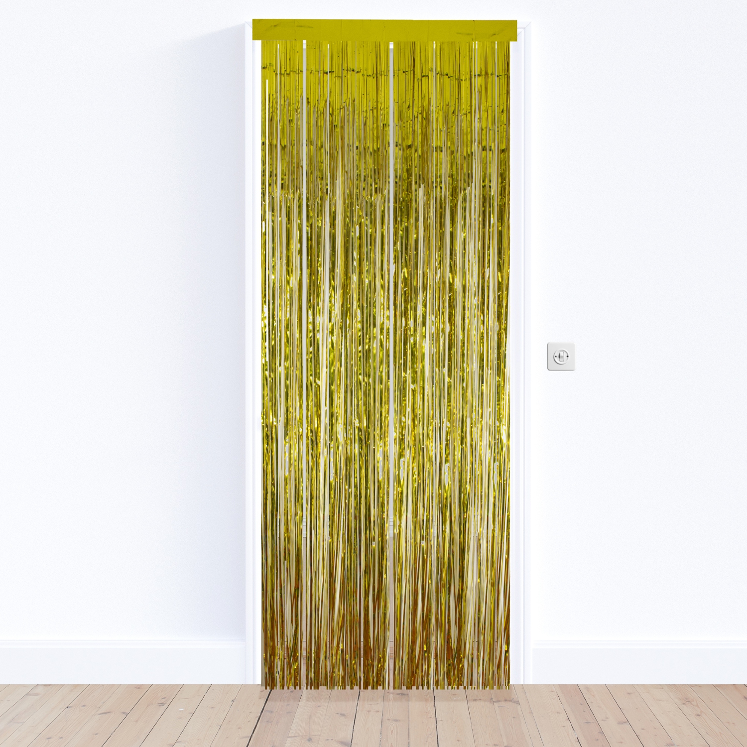 Rideau de porte ou fenêtre de Noël de Noël scintillant - 3 x 8 pi - Doré