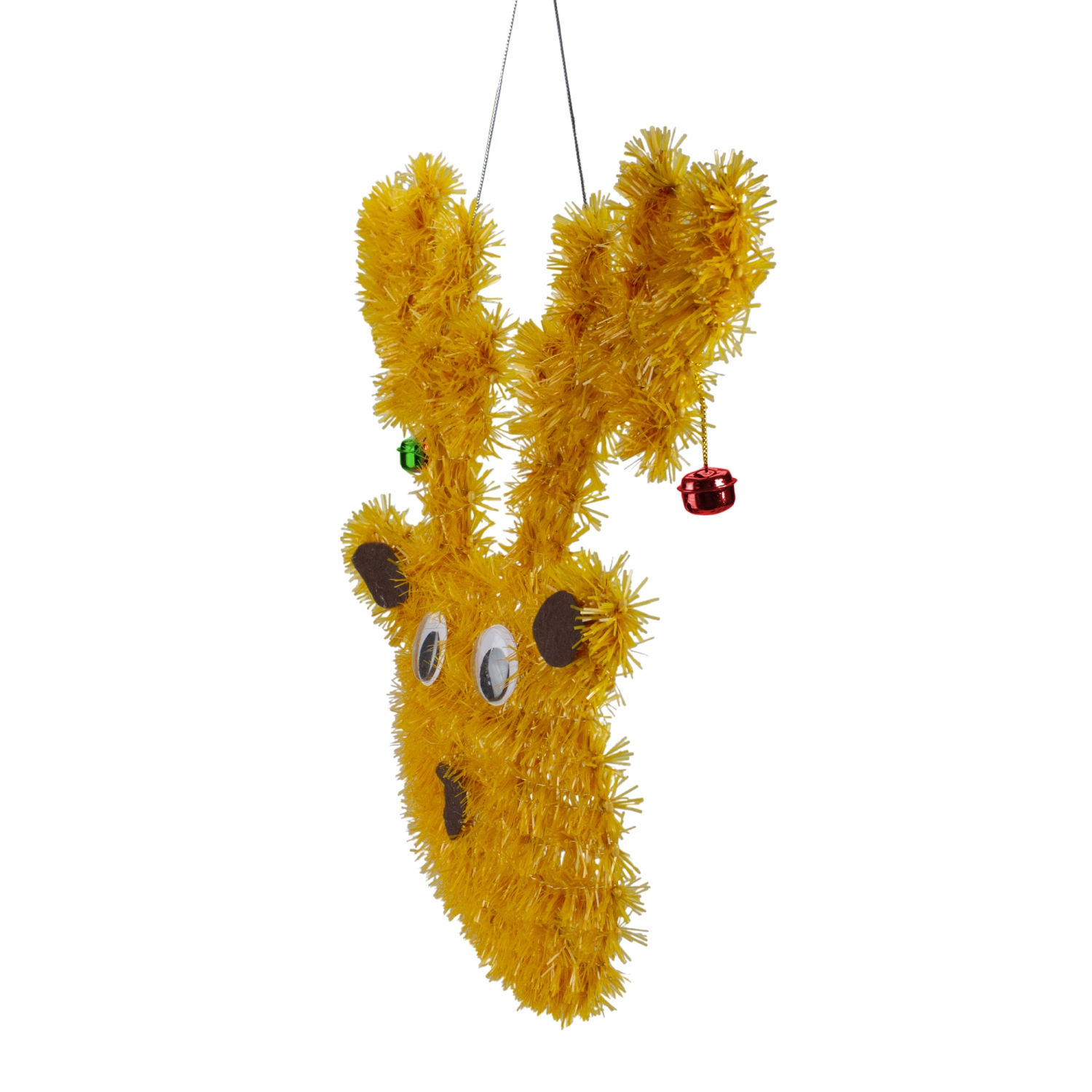13" Tinsel Reindeer with Mini Jingle Bells Hanging Christmas Decoration