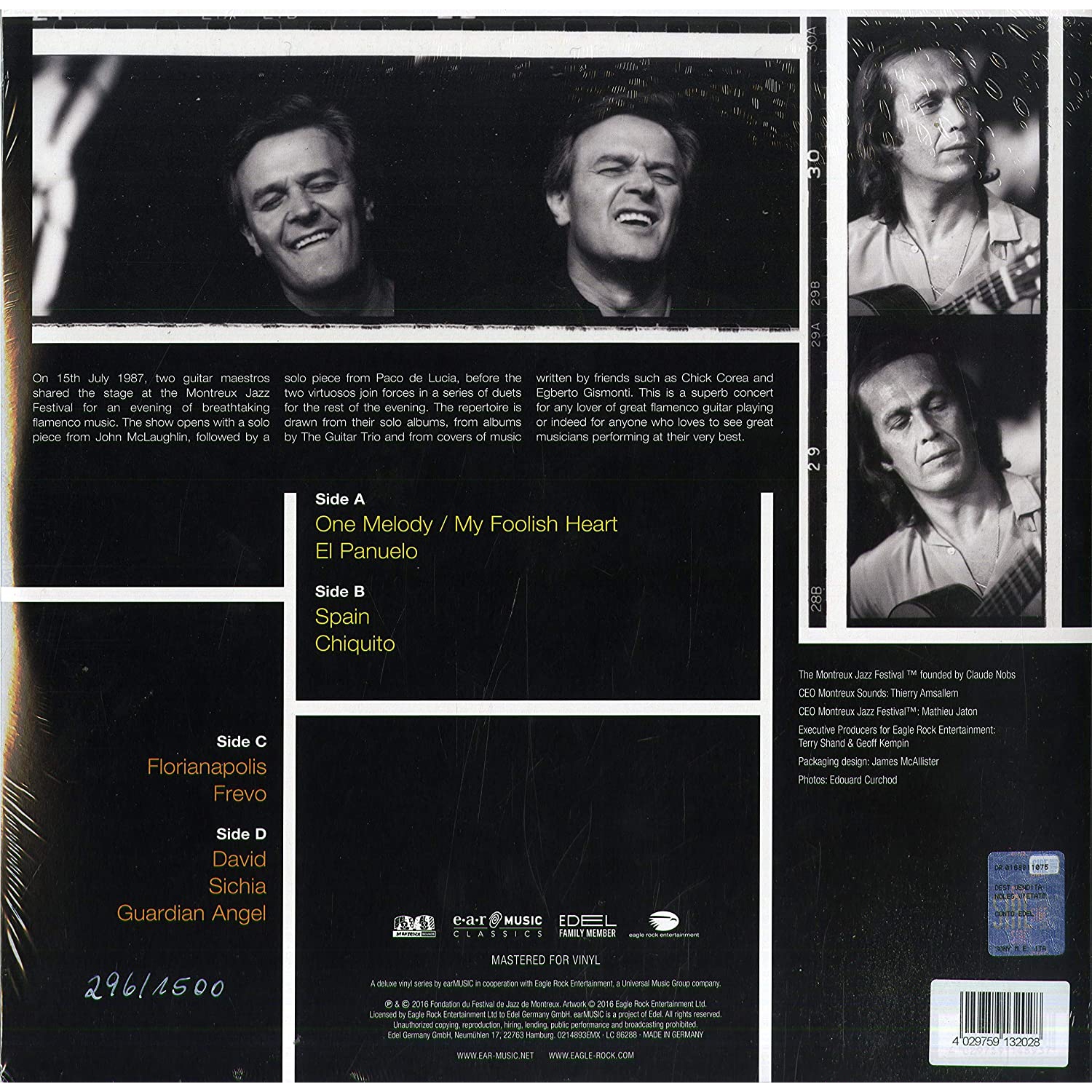 De Lucia, Paco - Paco And John Live At Montreux 1987 [Vinyl] Colored Vinyl, Ltd