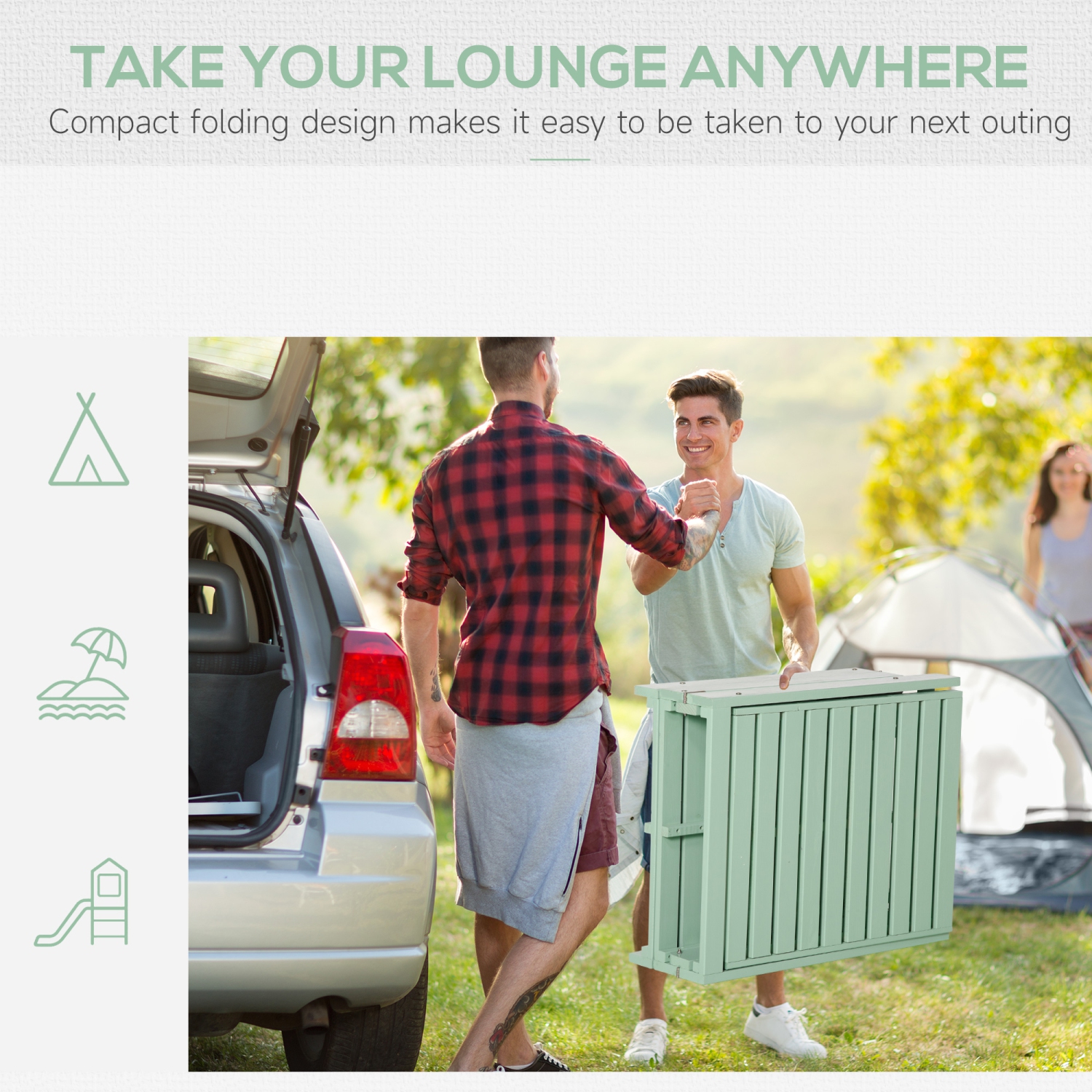 Chaise longue pliante en bois Outsunny, chaise longue d’extérieur, chaise longue inclinable de jardin avec 4 coussins doux à dossier ajustable, vert