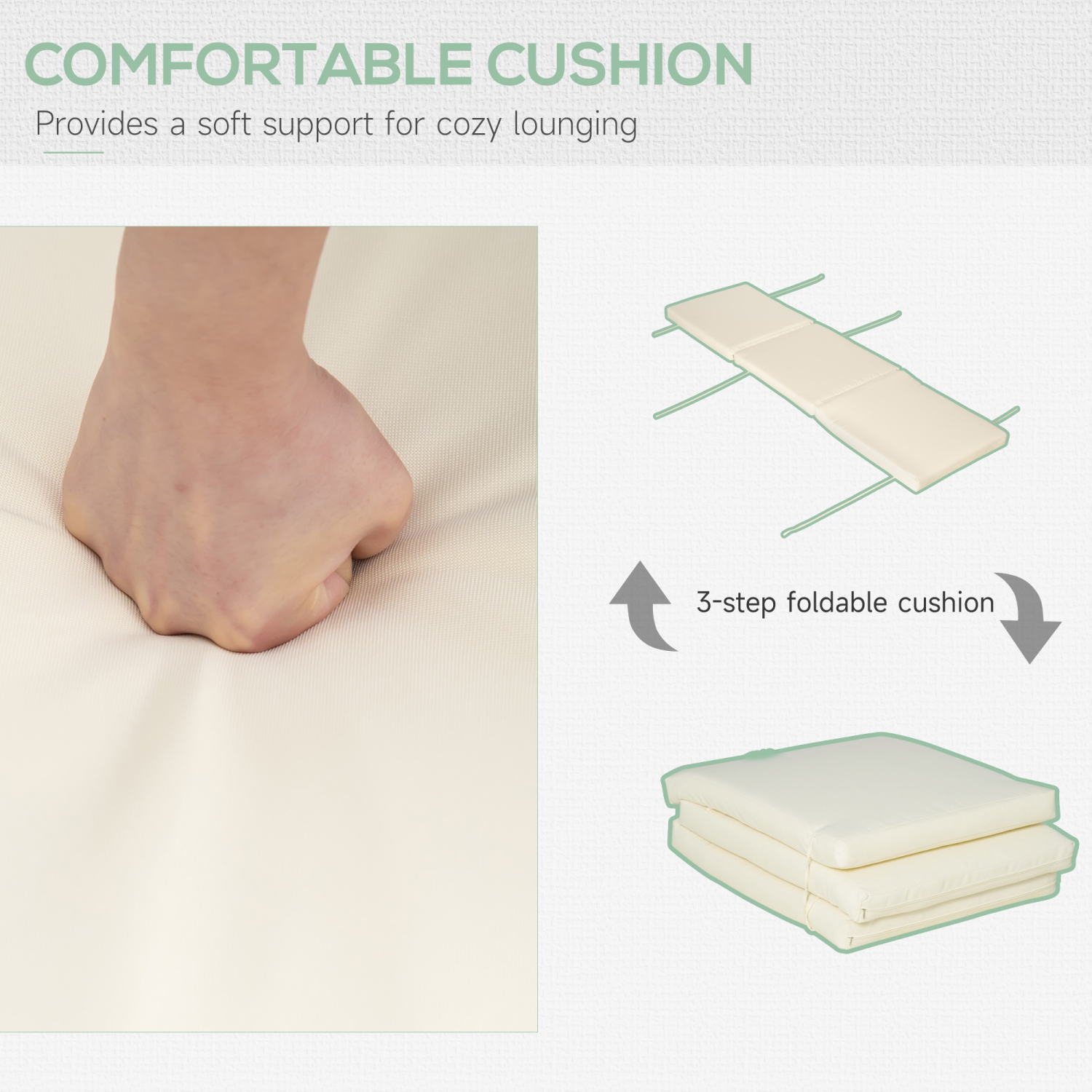 Chaise longue pliante en bois Outsunny, chaise longue d’extérieur, chaise longue inclinable de jardin avec 4 coussins doux à dossier ajustable, vert