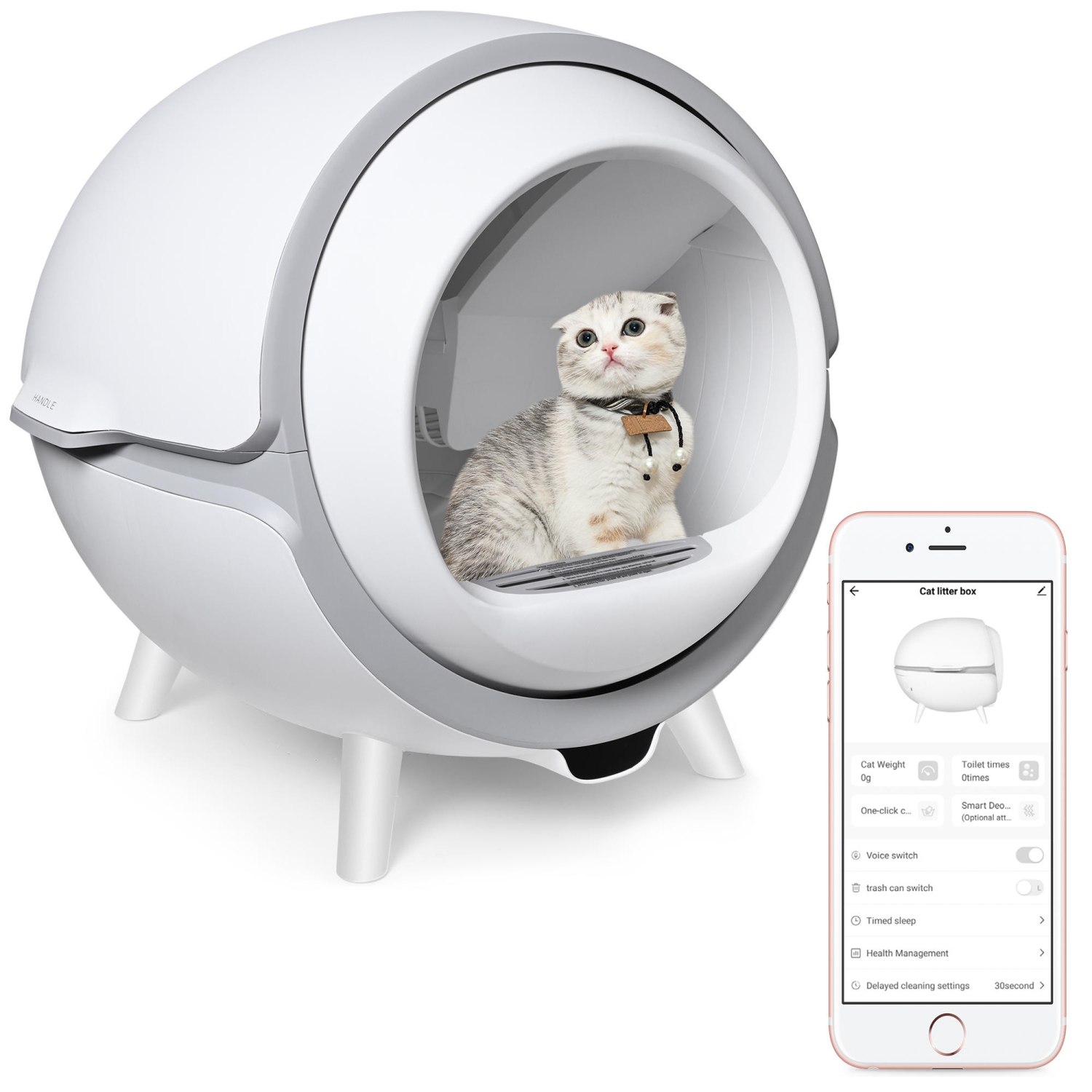 APP Remote Control 360 degree Self-Cleaning Cat Litter Box for Multiple  Cats, White - WOMEOW | Best Buy Canada