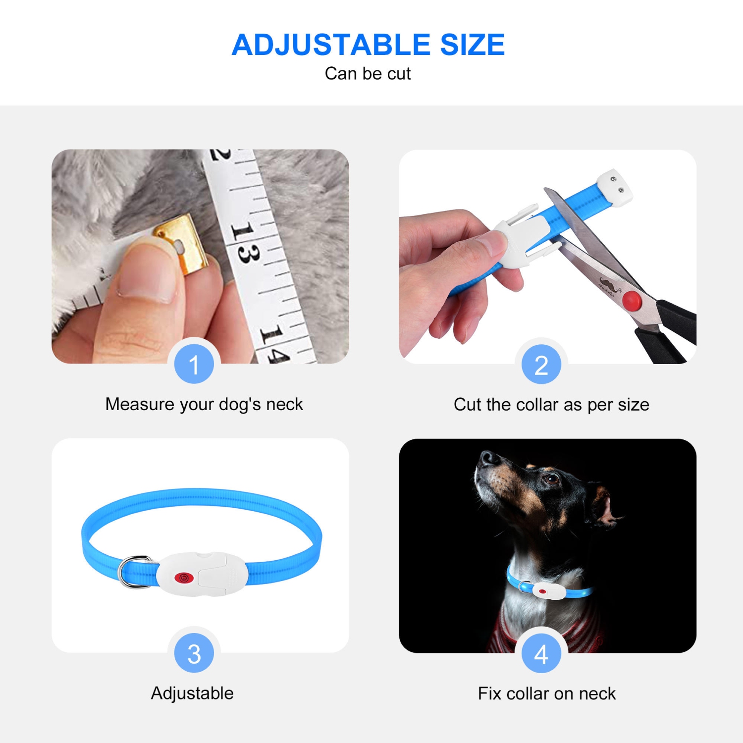 22.64 inches 360 degree LED Dog Collar - USB Rechargeable Cuttable Glowing Dog Necklace for Small Medium Large Dogs - WOMEOW