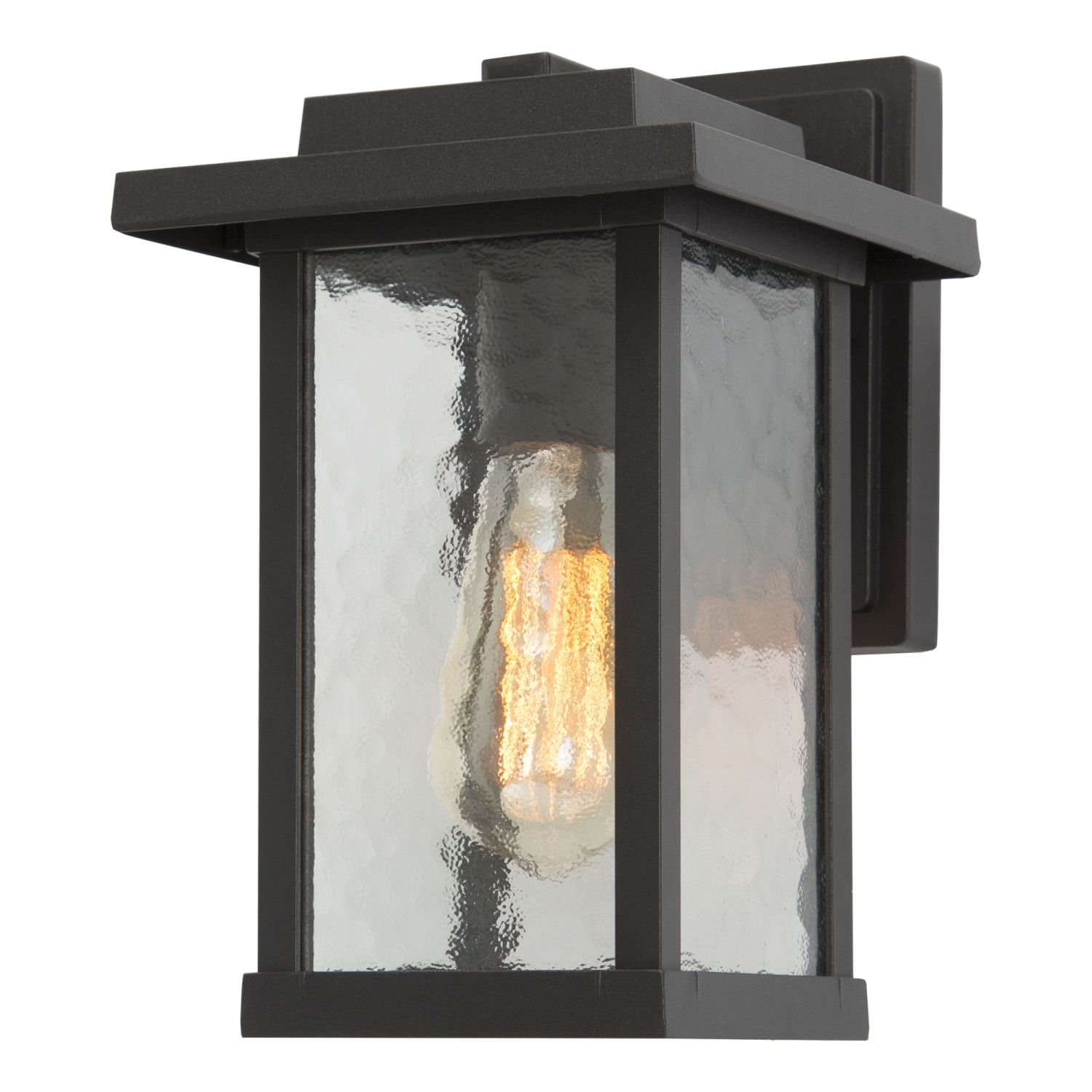 Modern 1-Light Single Squared Outdoor Sconce with Water Glass