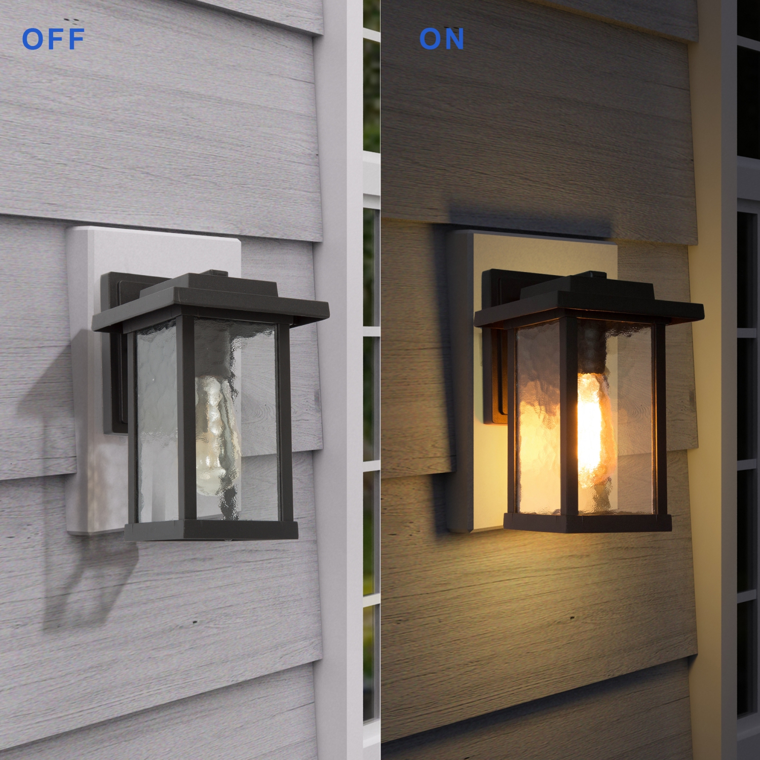 Modern 1-Light Single Squared Outdoor Sconce with Water Glass