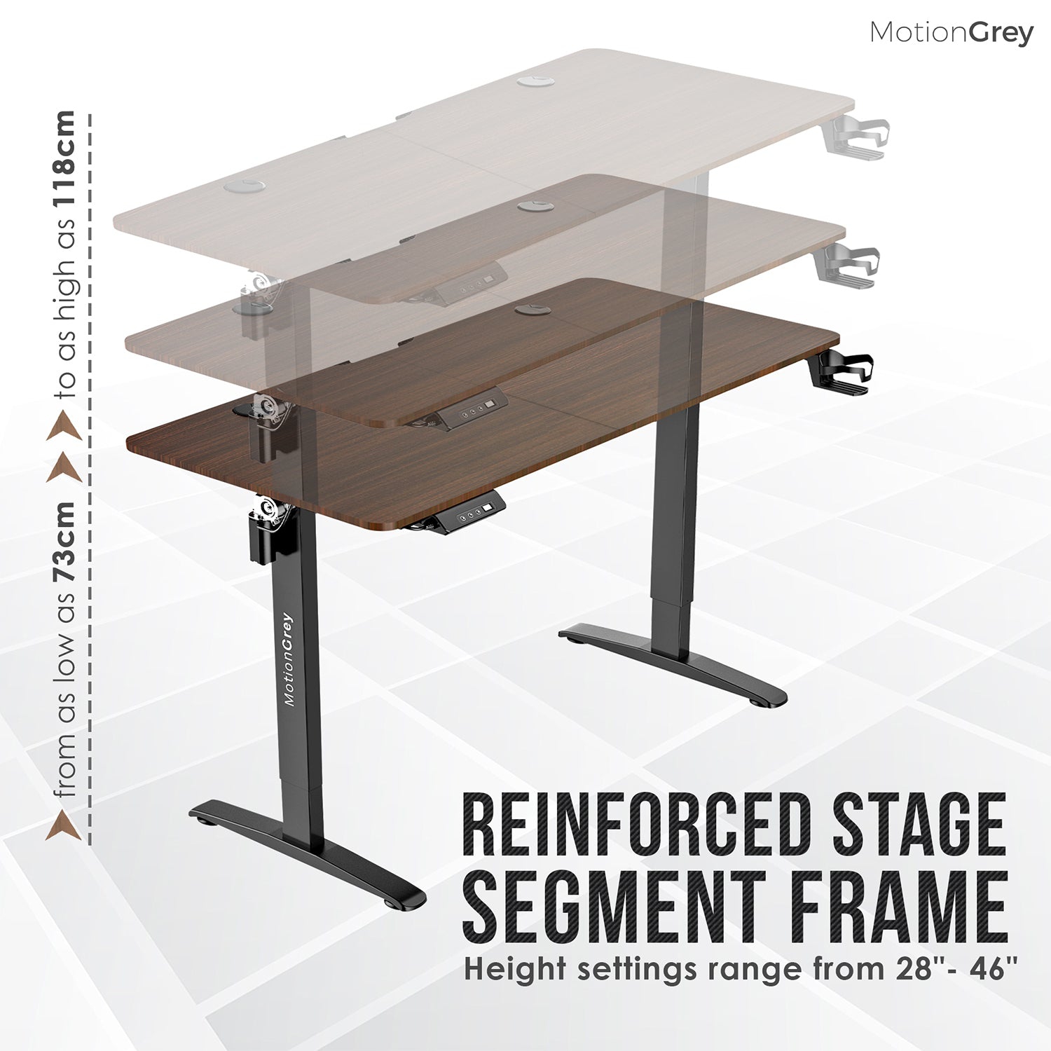 Bureau debout pour le jeu Ergo2 de MotionGrey pour la maison et le bureau - cadre noir