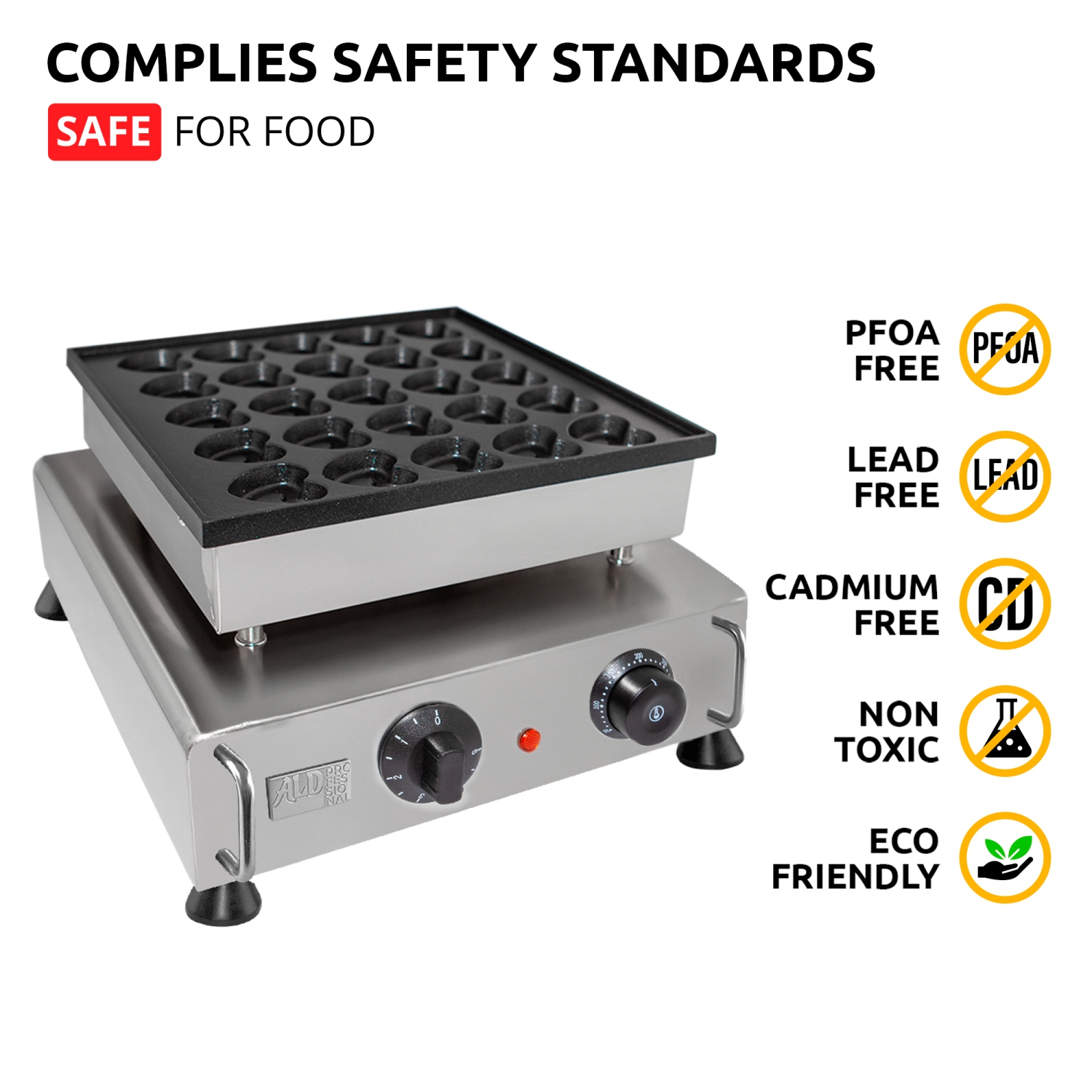 AP-552 Mini Dutch Pancake Maker | Heart-Shaped Poffertjes Maker | Dutch Mini Pancakes for Valentine's Day | Poffertjes Baking Machine | 25 pcs | 110V