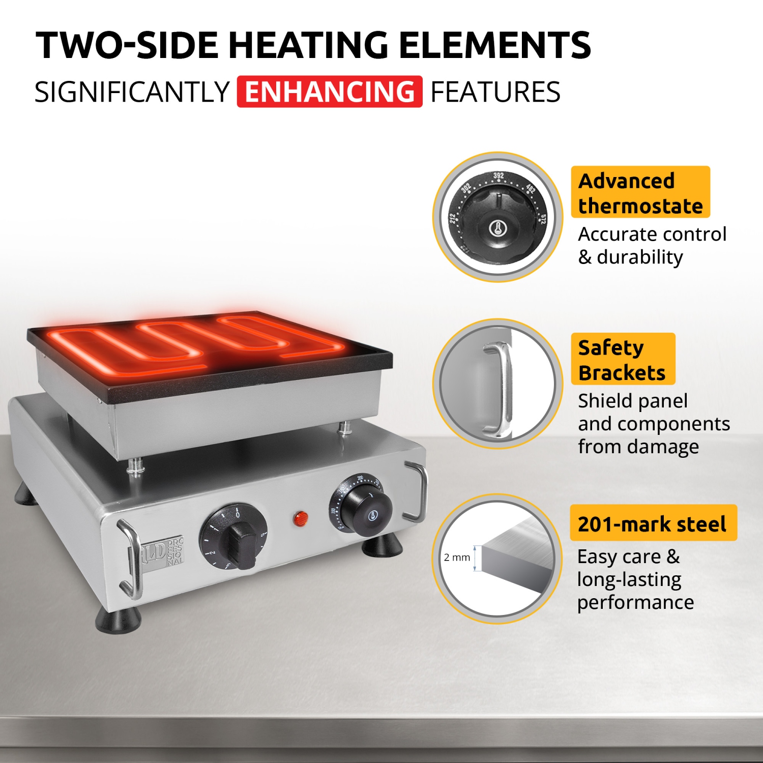 AP-562 Dutch Pancake Maker | Dorayaki Iron | Electric Big Dutch Pancakes Machine | 9 Round-Shaped Big Poffertjes | Stainless Steel | 110V