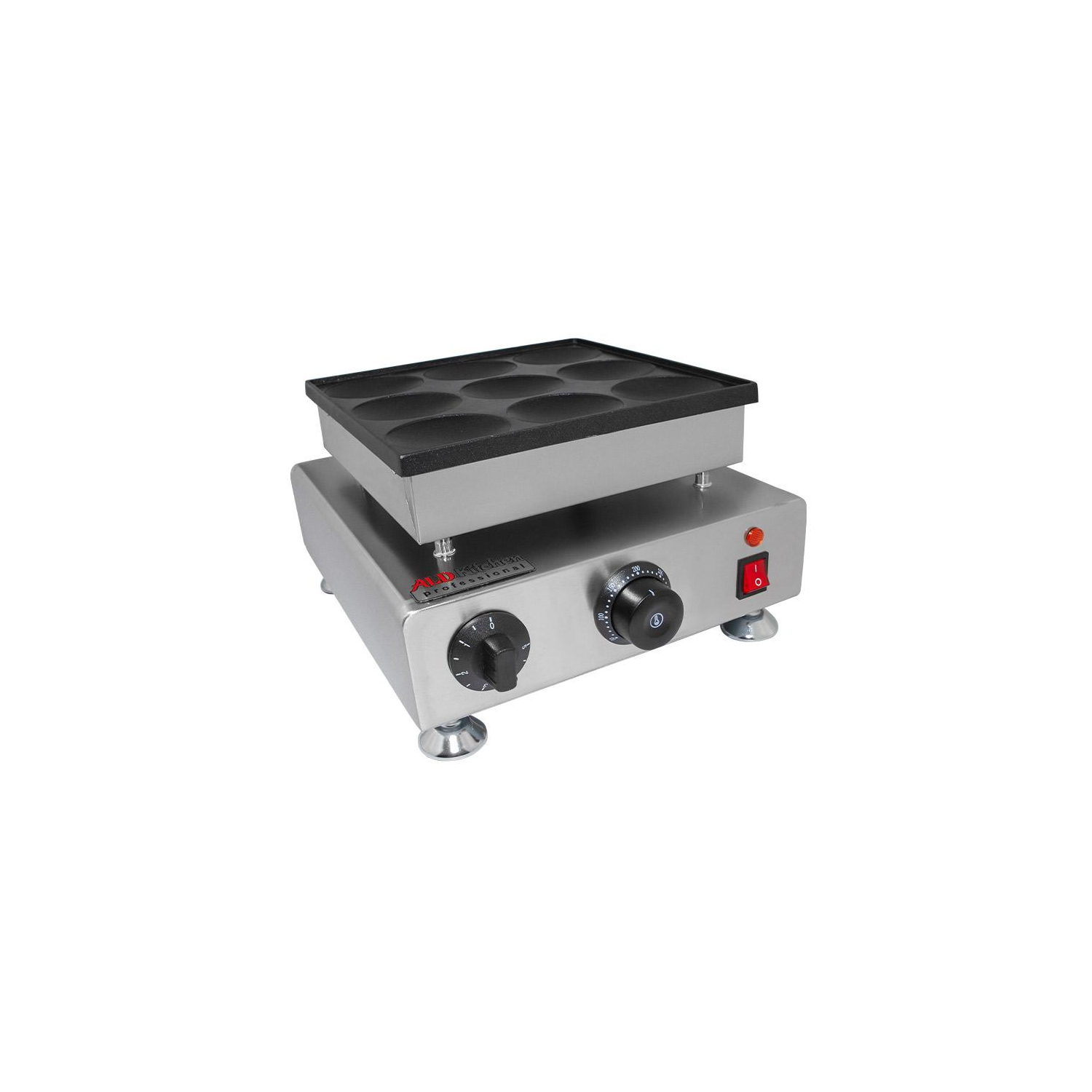 AP-562 Dutch Pancake Maker | Dorayaki Iron | Electric Big Dutch Pancakes Machine | 9 Round-Shaped Big Poffertjes | Stainless Steel | 110V