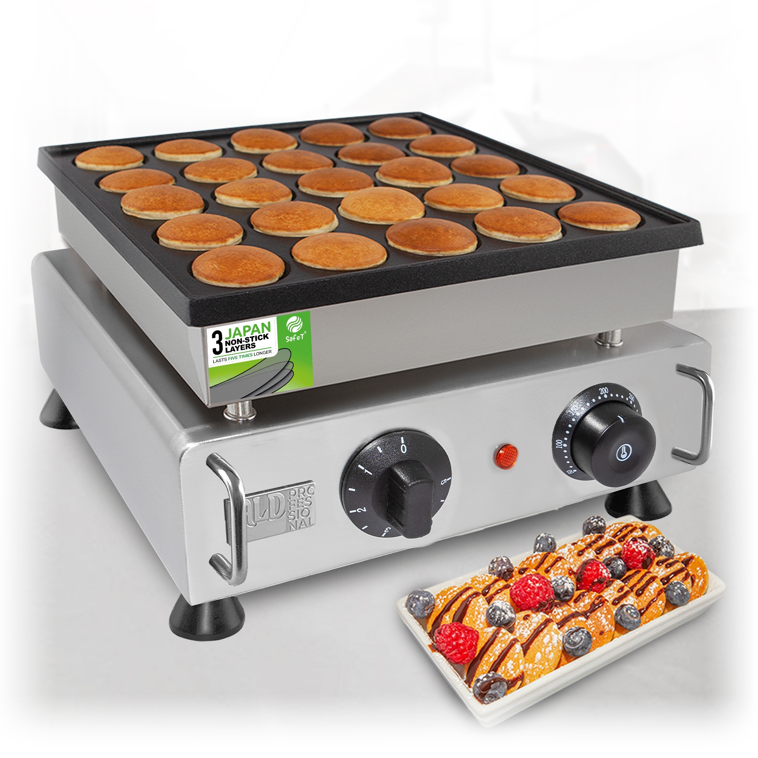 AP-542 Mini Dutch Pancake Maker | Dutch Mini Pancakes | Poffertjes Baking Machine | 25 pcs | Single | 110V