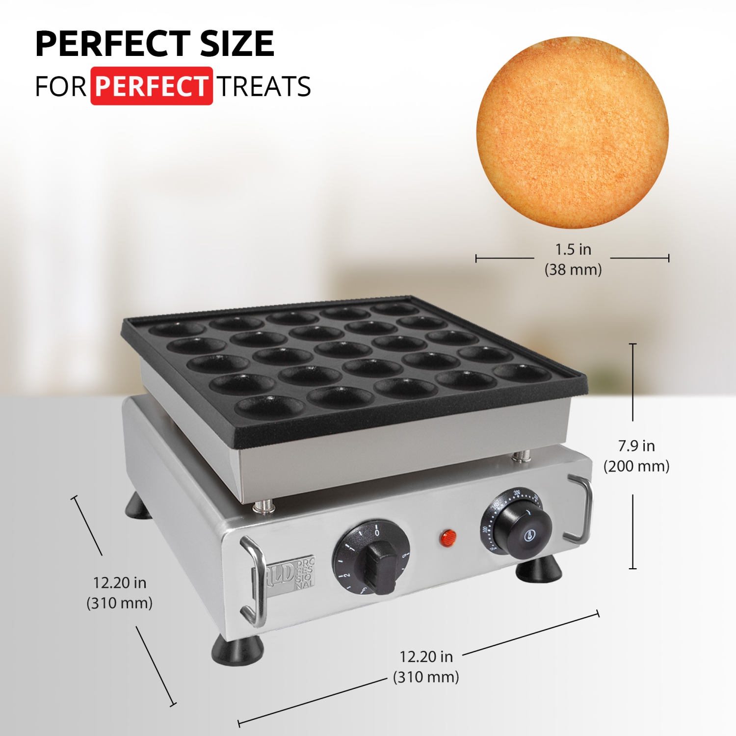 AP-542 Mini Dutch Pancake Maker | Dutch Mini Pancakes | Poffertjes Baking Machine | 25 pcs | Single | 110V