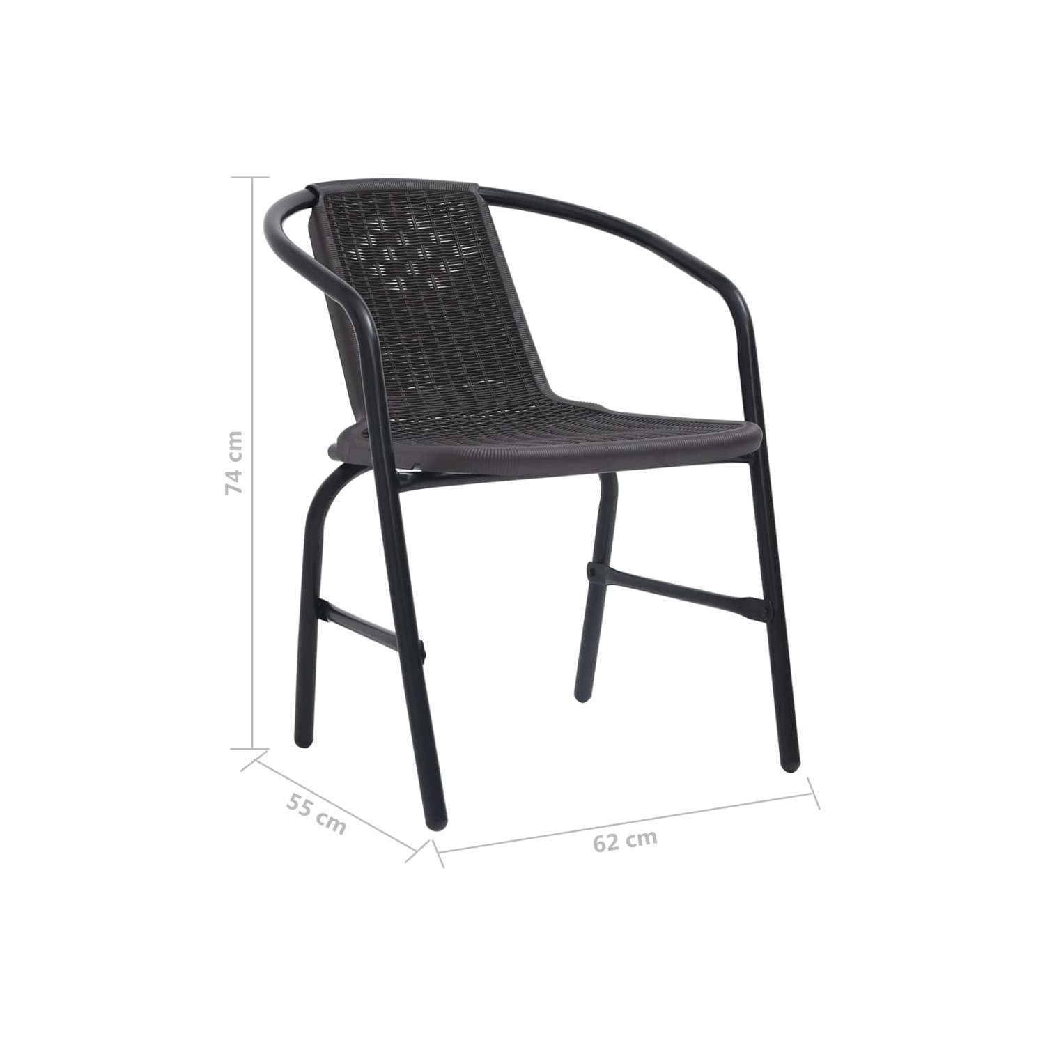vidaXL Patio Chairs 4 pcs Plastic Rattan and Steel 242.5 lb